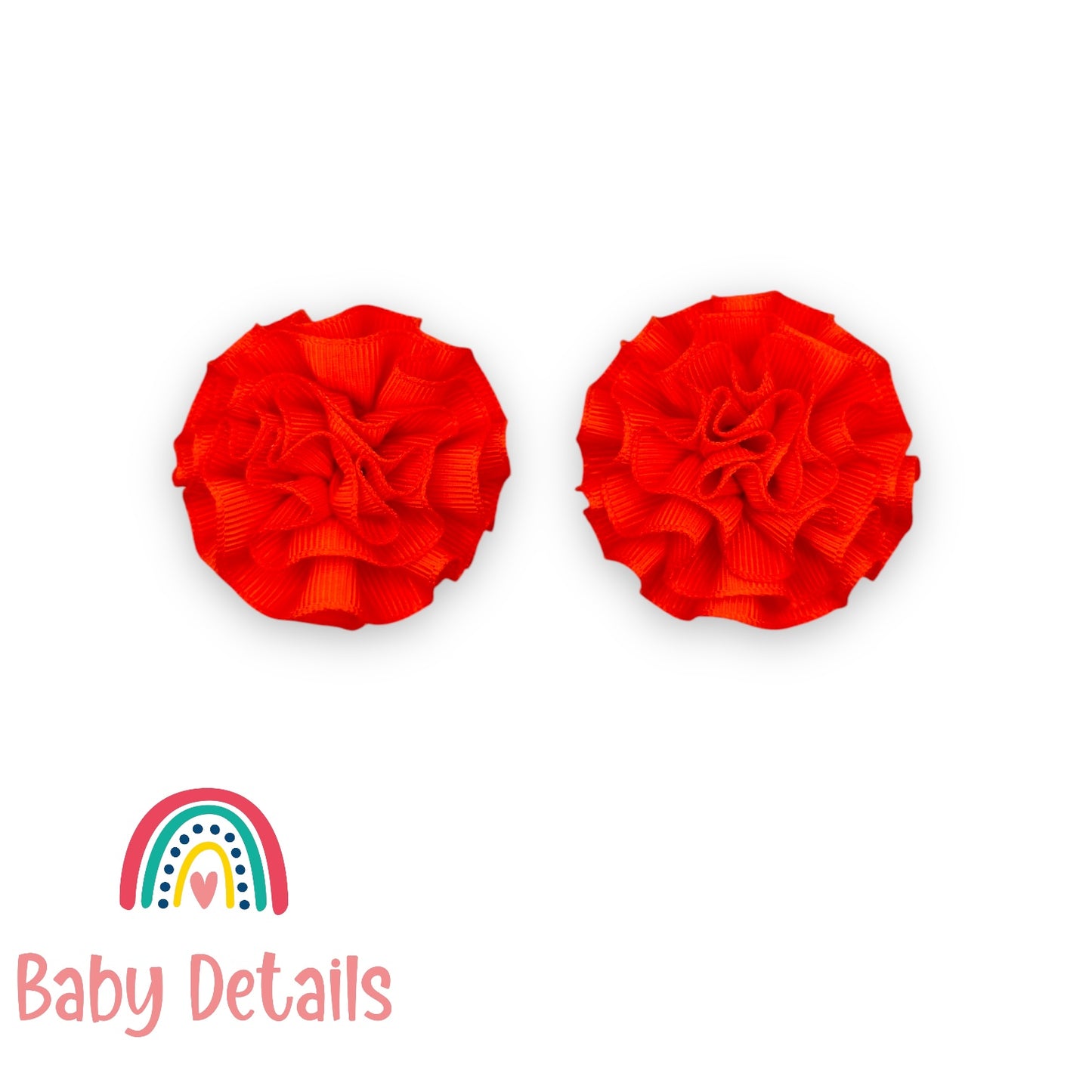 Set of 2 Rosette Bow Hair Clips - Orange