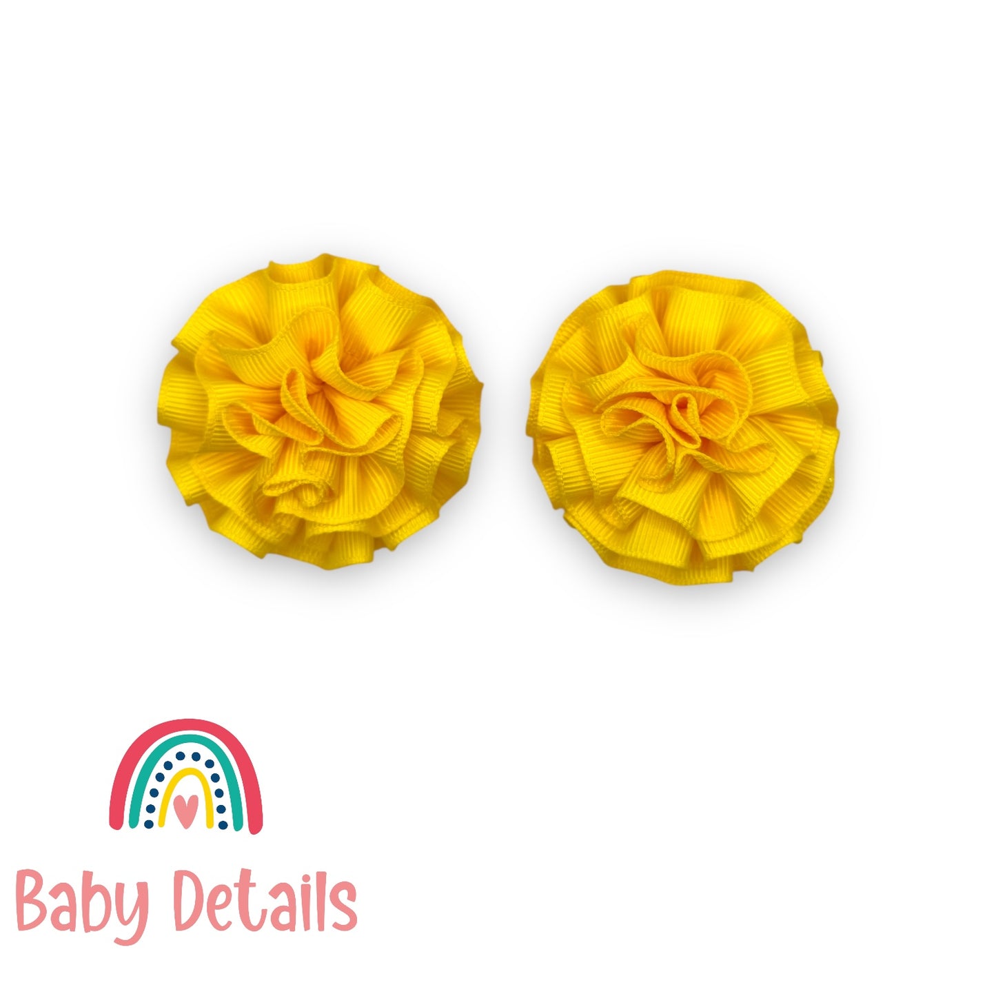 Set of 2 Rosette Bow Hair Clips - Yellow