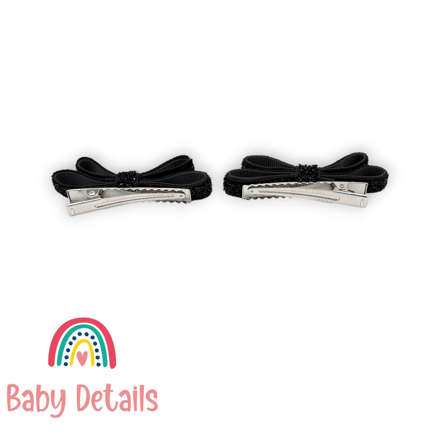 Set of 2 thin Shiny Ribbon - Black