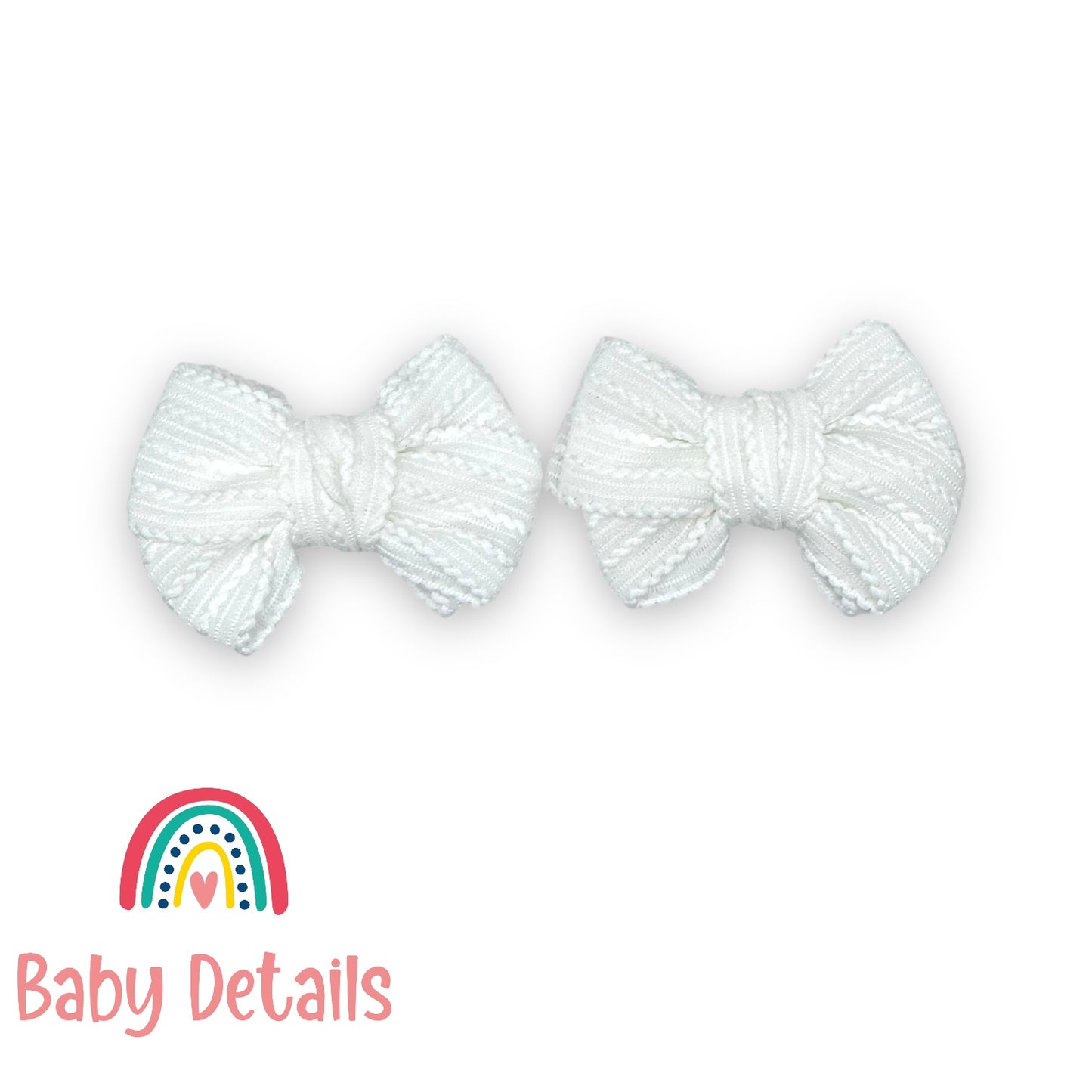Set of 2 patterned bow hair clips - White