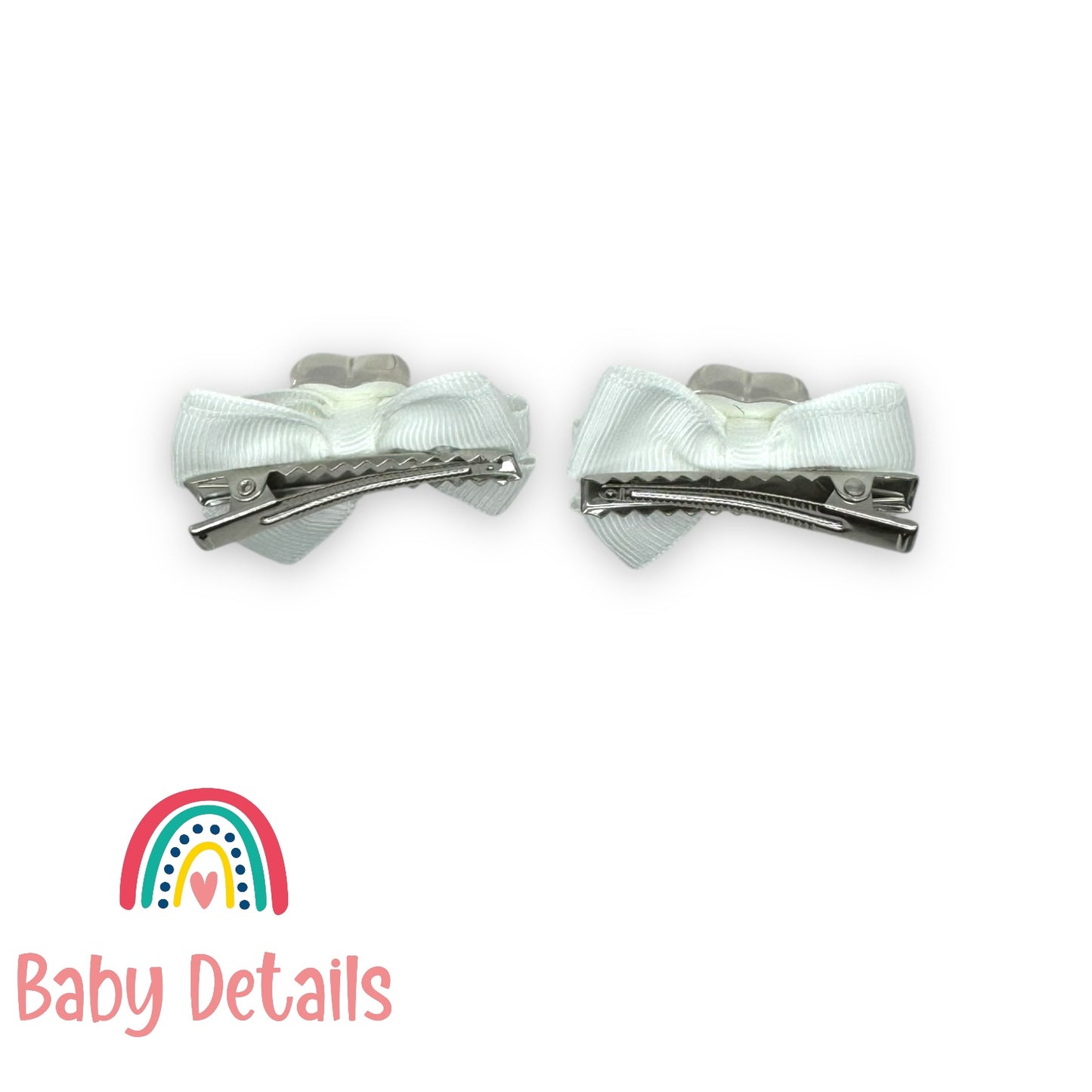 Set of 2 Mini Pastel Heart Clips - White