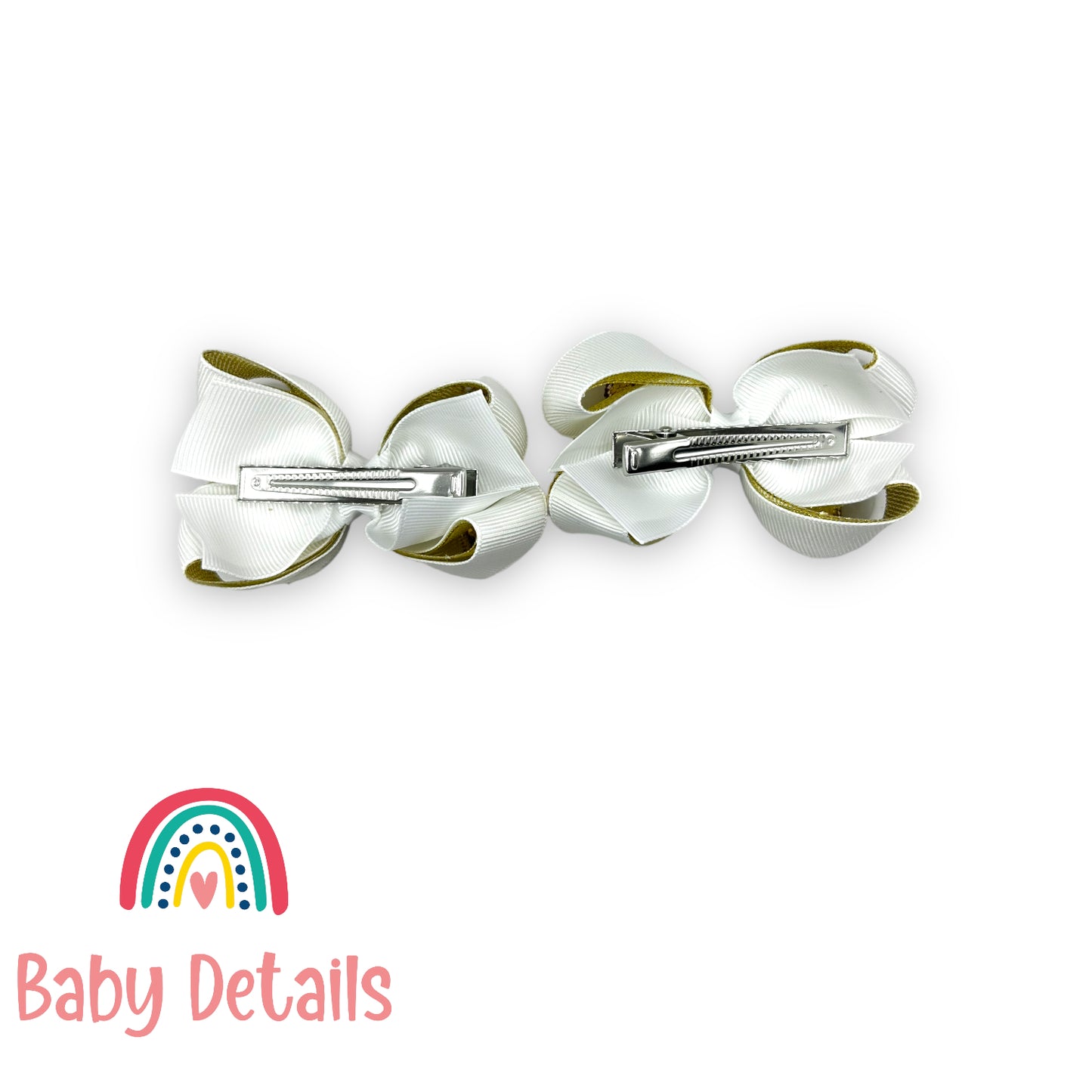 مجموعة من مشبكي شعر لامعين - أبيض وذهبي