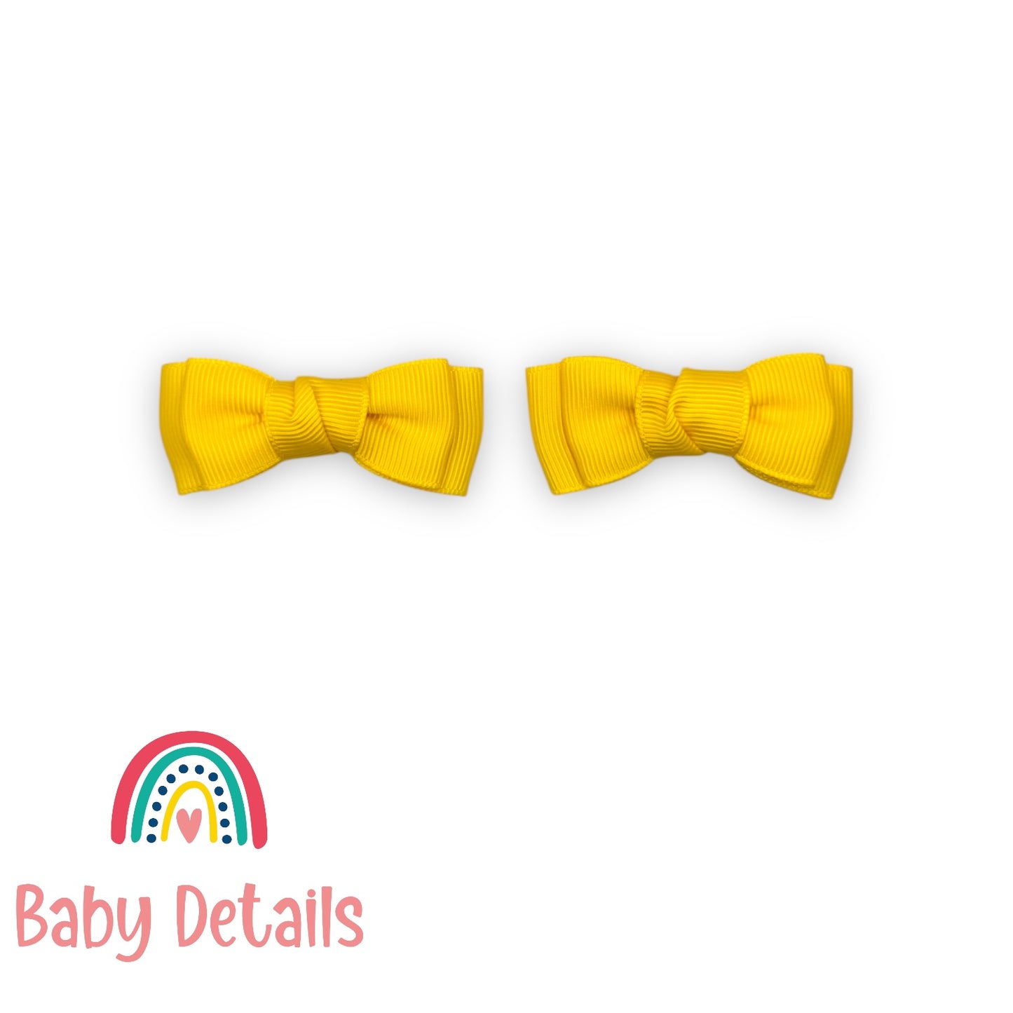 Set of 2 Mini Simple Hair Clips - Yellow