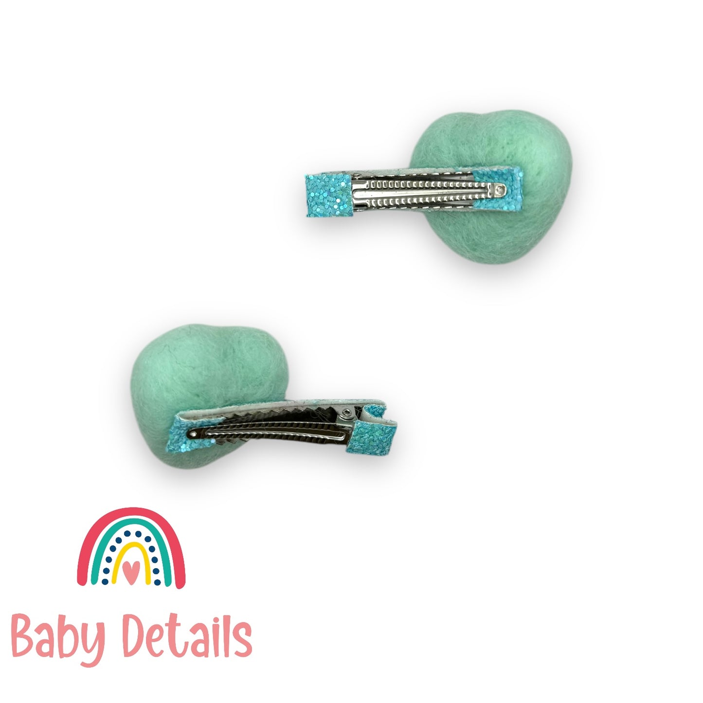 أشرطة لامعة بتصميم قلب كبير - فيروزي