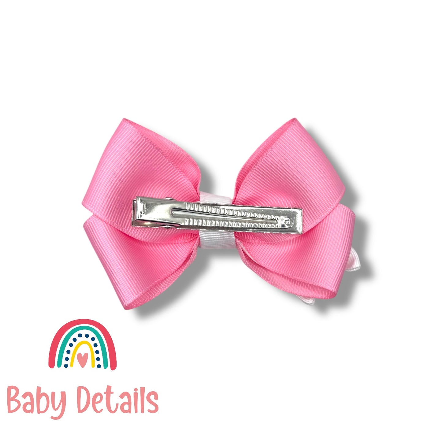 Elegant Pair Bow Clip- Light Pink & White
