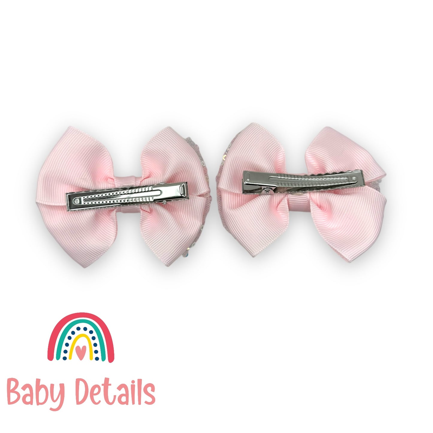 Set of 2 Shiny Sequin Clips - Light Pink