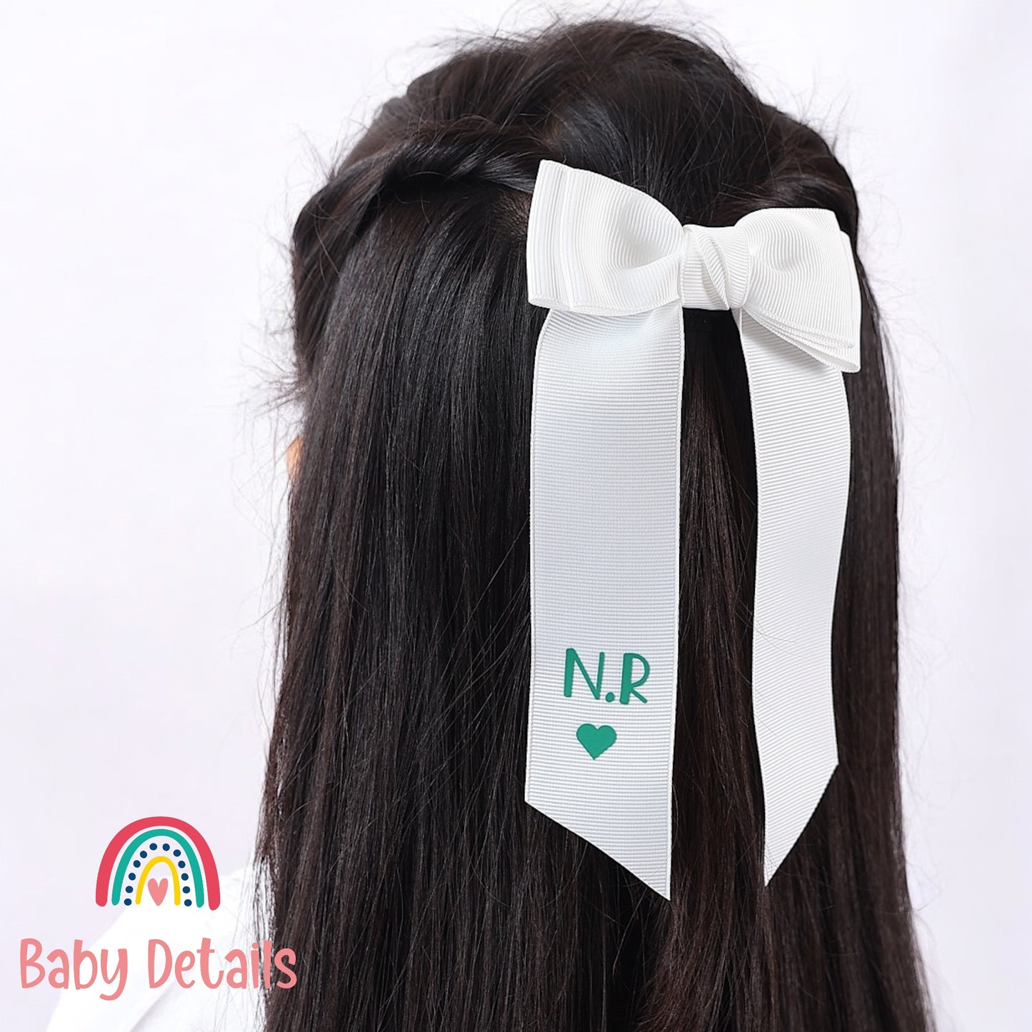 Long Simple Personalized Bow - White