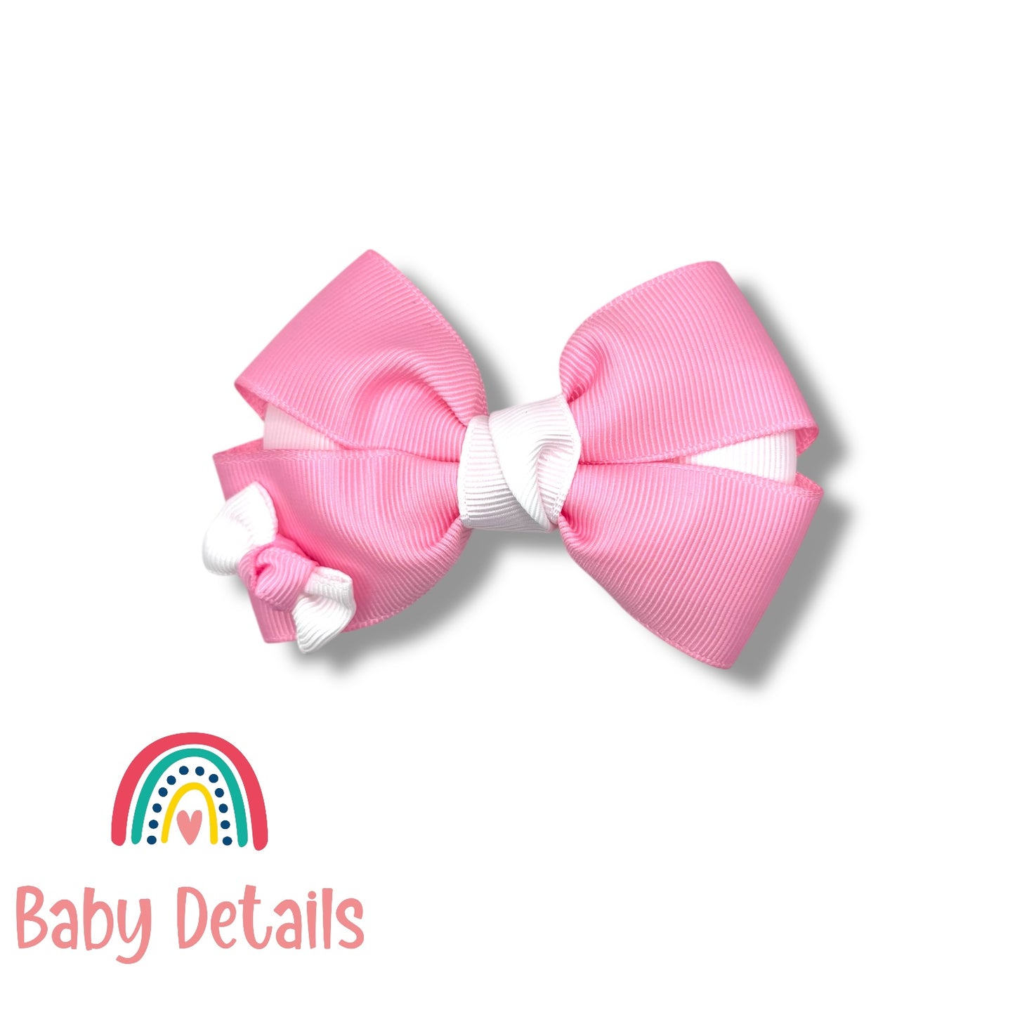 Elegant Pair Bow Clip- Light Pink & White