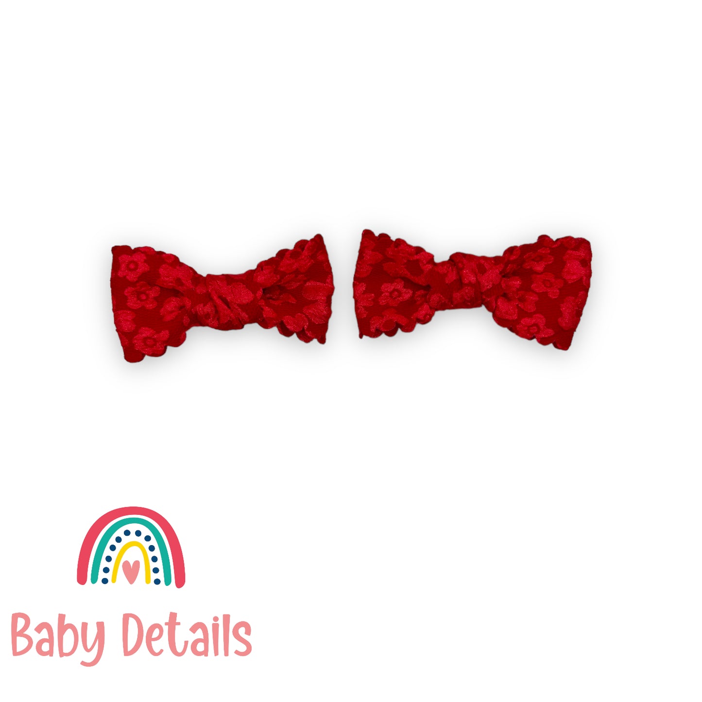 Set of 2 floral hair clips - Red