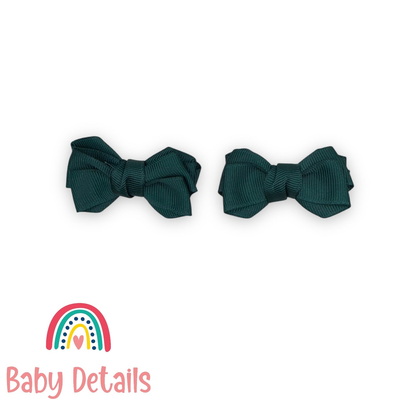 Set of 2 Mini Layers Hair Clips - Deep Green