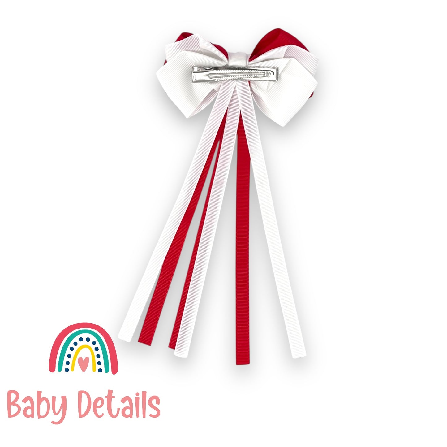 Big Bow Layers with Long Ribbons - Red & White