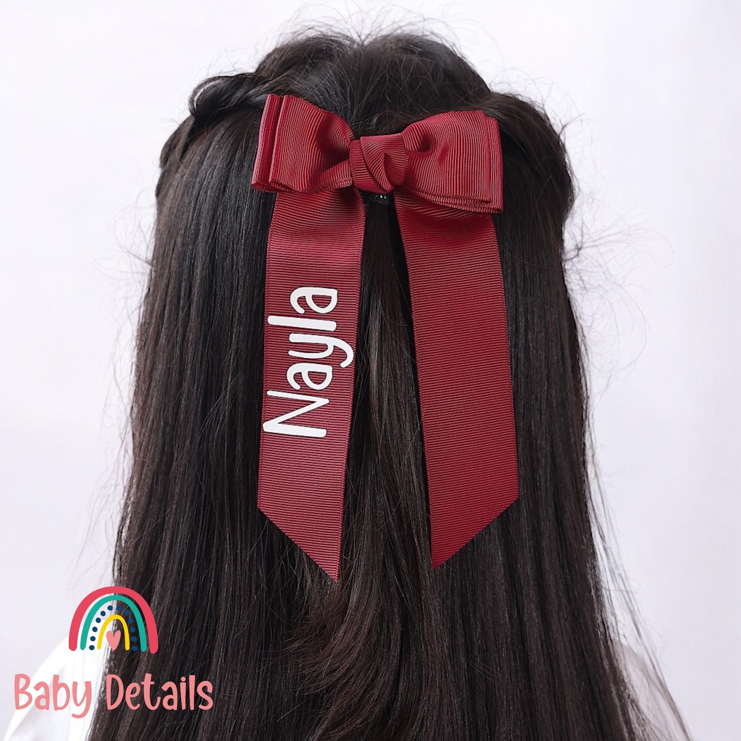 Long Simple Personalized Bow - Maroon