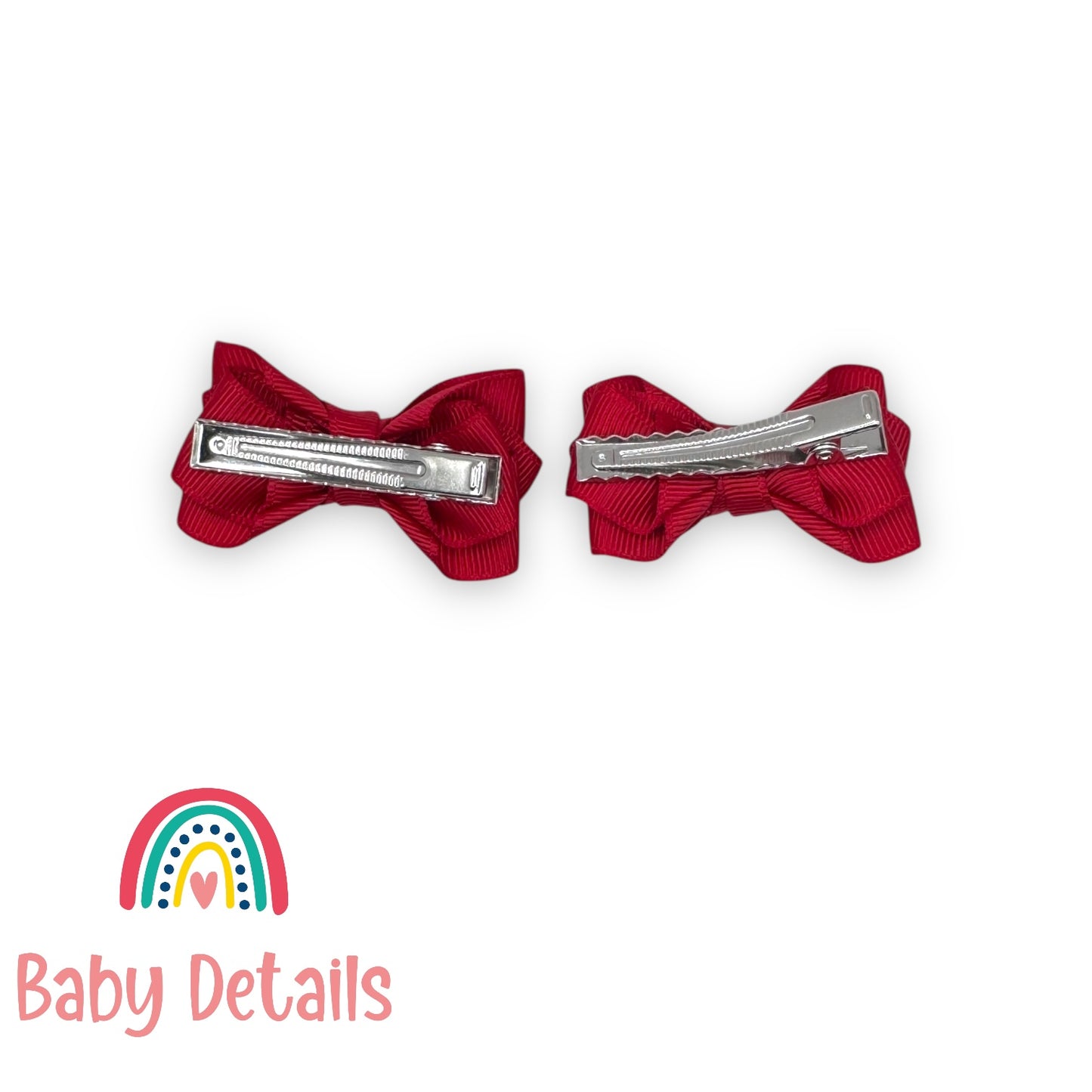 Set of 2 Mini Layers Hair Clips - Red