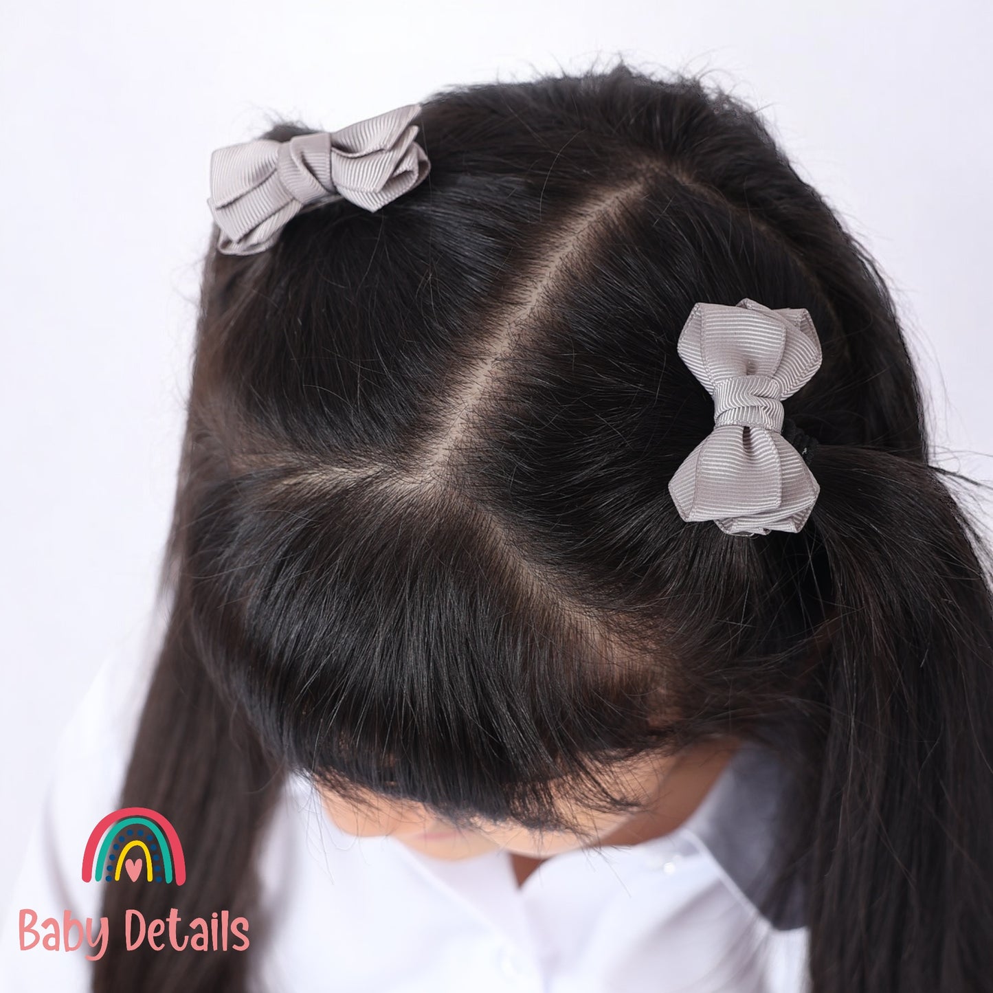 Set of 2 Mini Layers Hair Clips - Light Grey