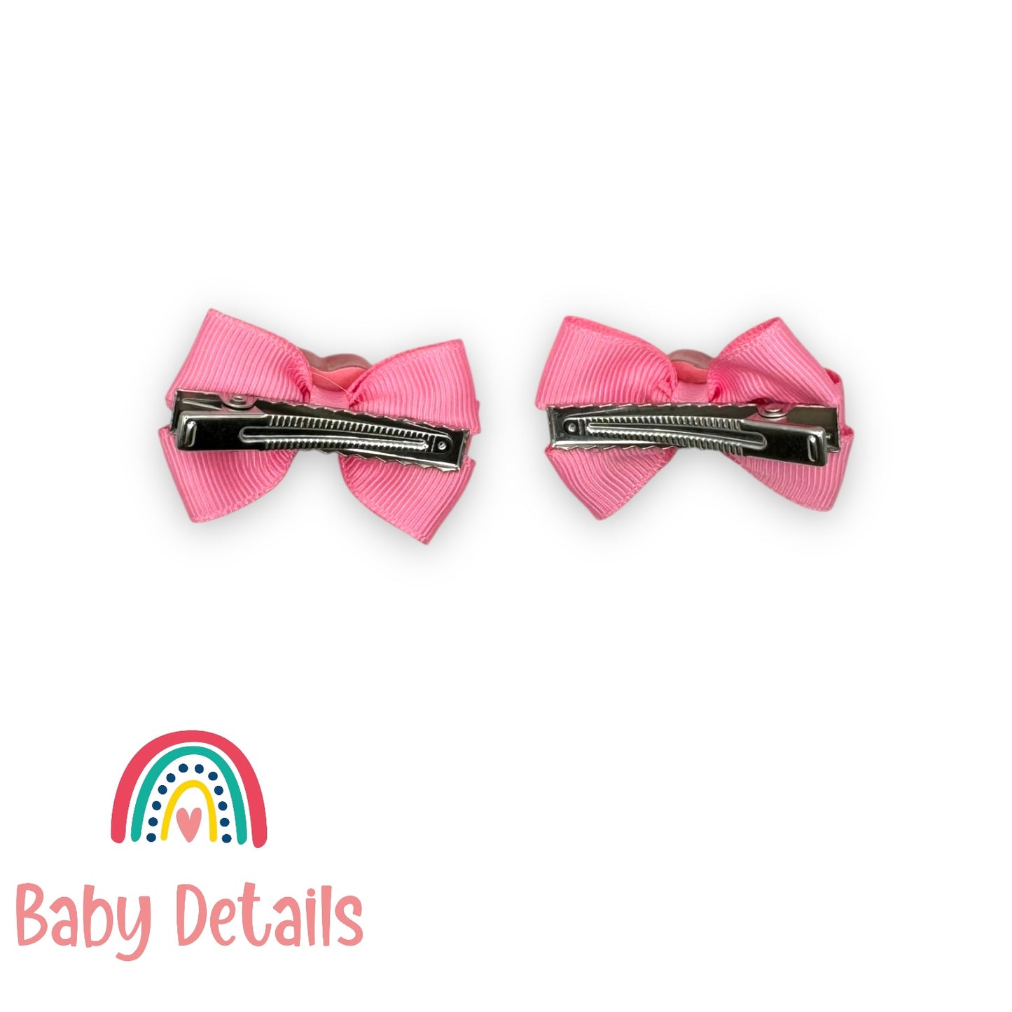 Set of 2 Mini Pastel Heart Clips - Dark Pink