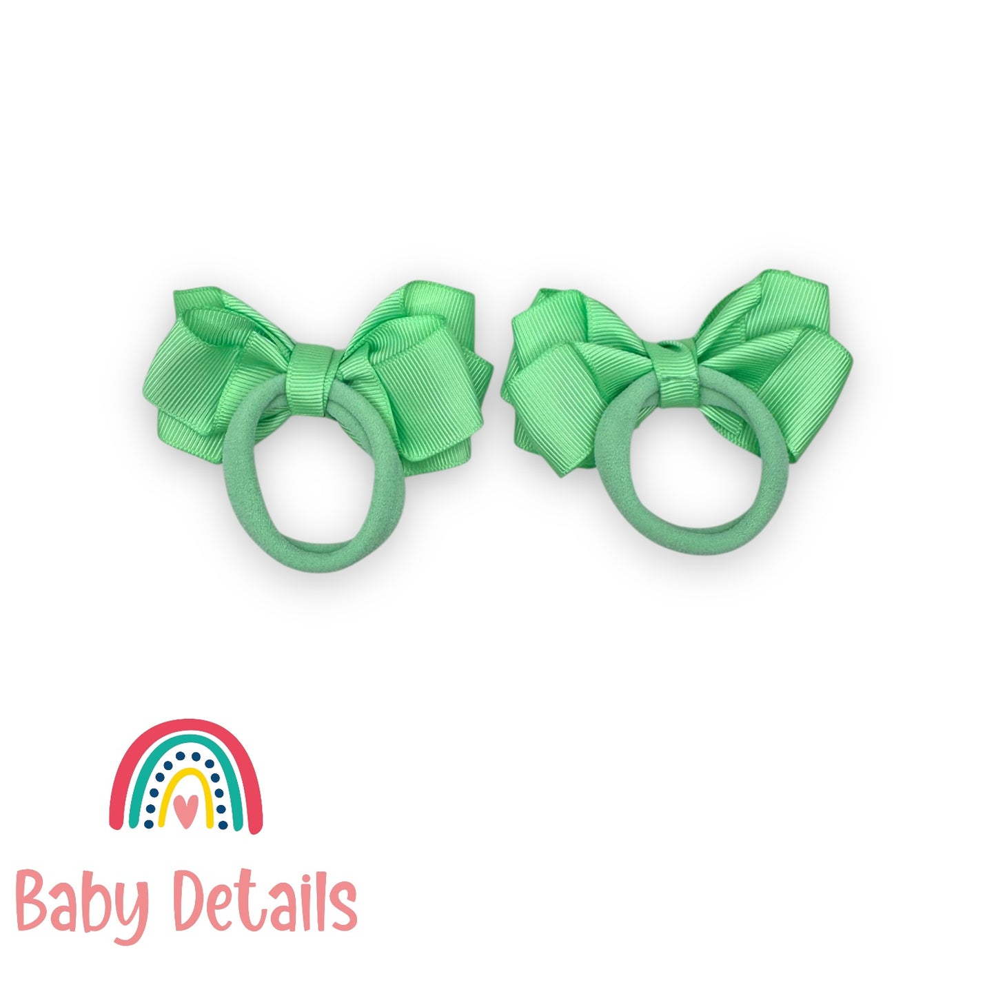 Set of 2 Layers Hair Ties - Bright Green