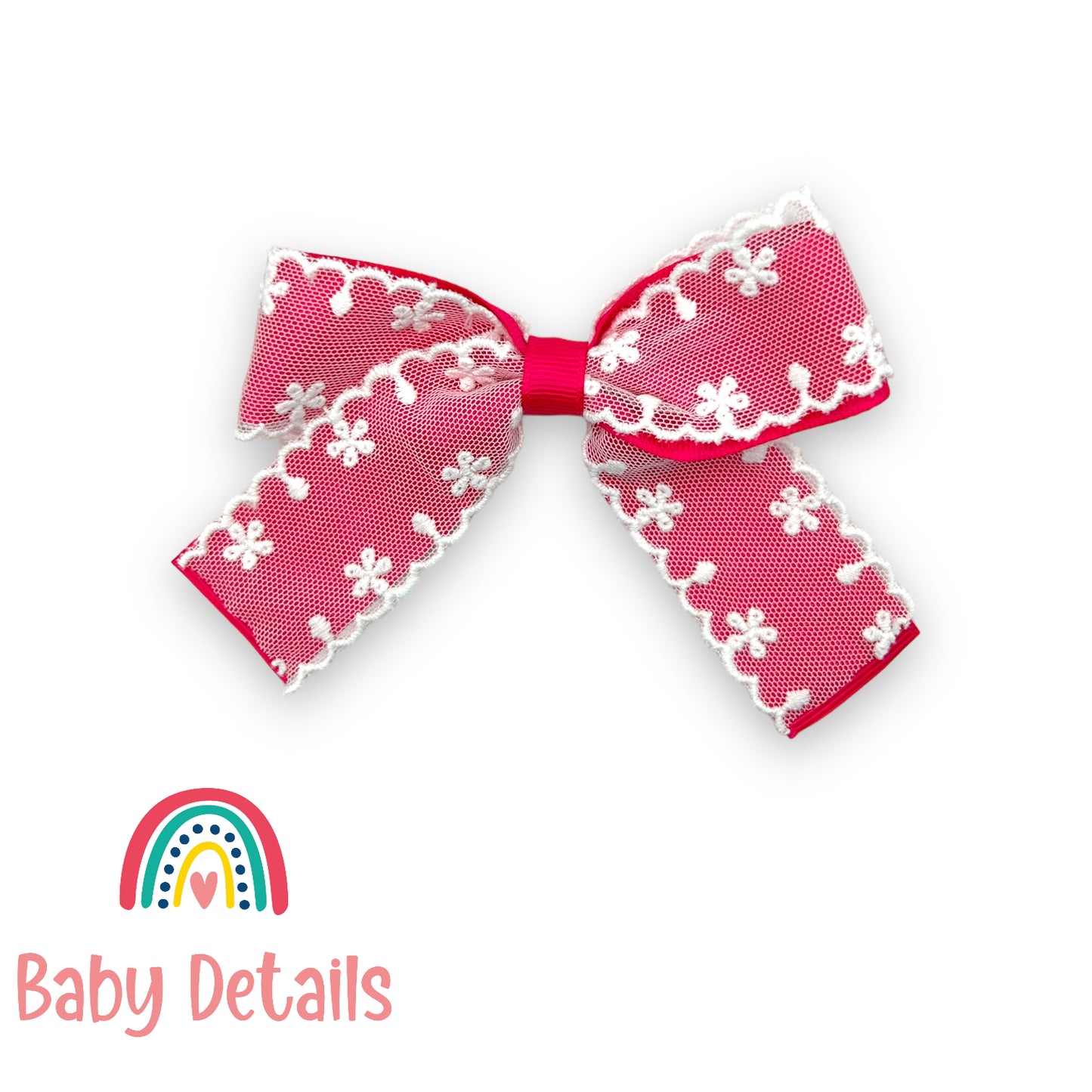 bow with white flowers - Fuchsia