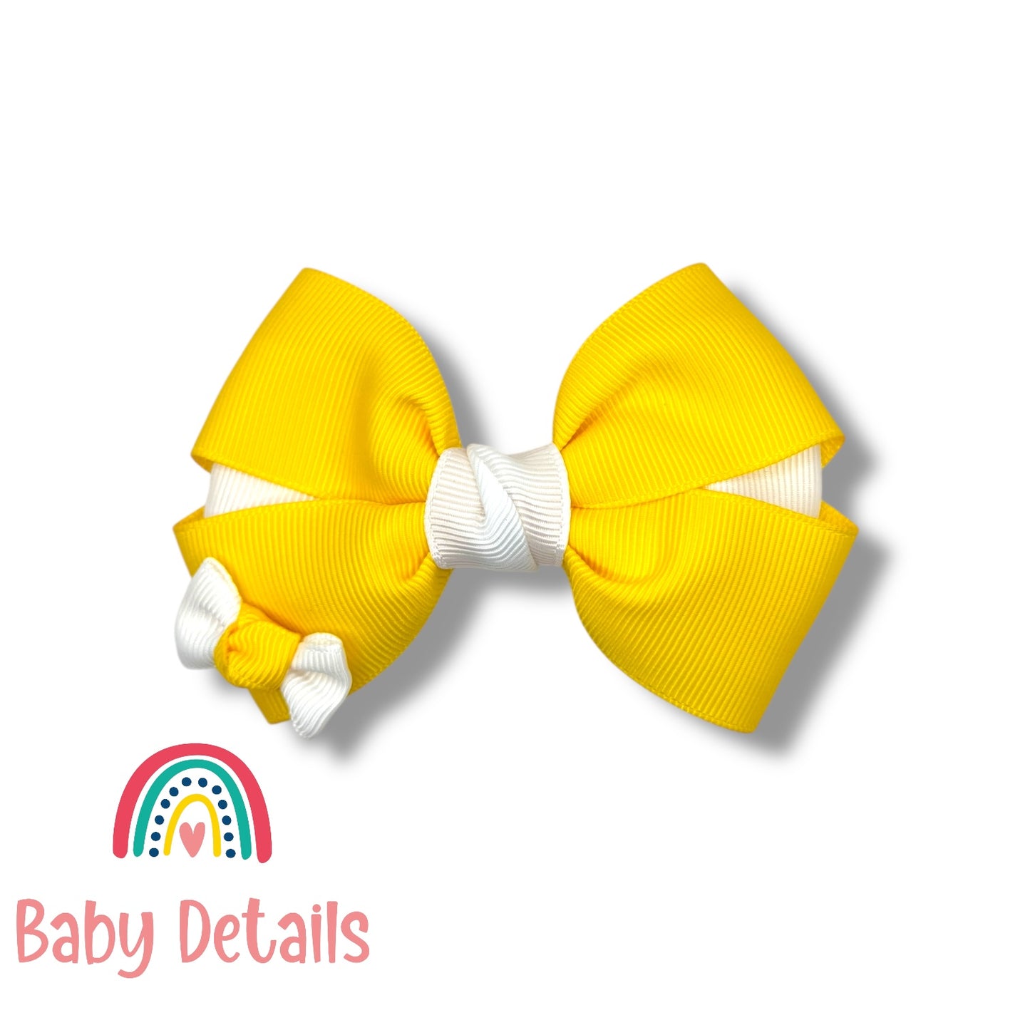 Elegant Pair Bow Clip- Yellow & White