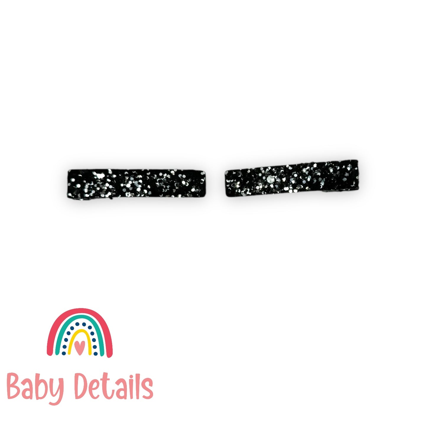 مشابك شعر لامعة - أسود وفضي