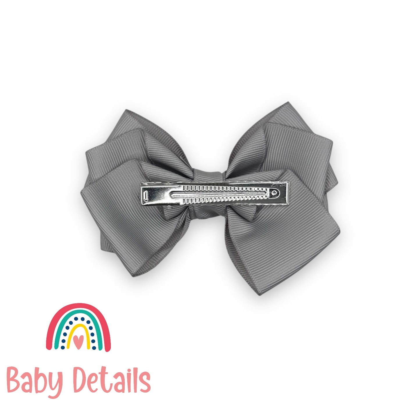 Big Bow Layers Hair Clip - Light Grey