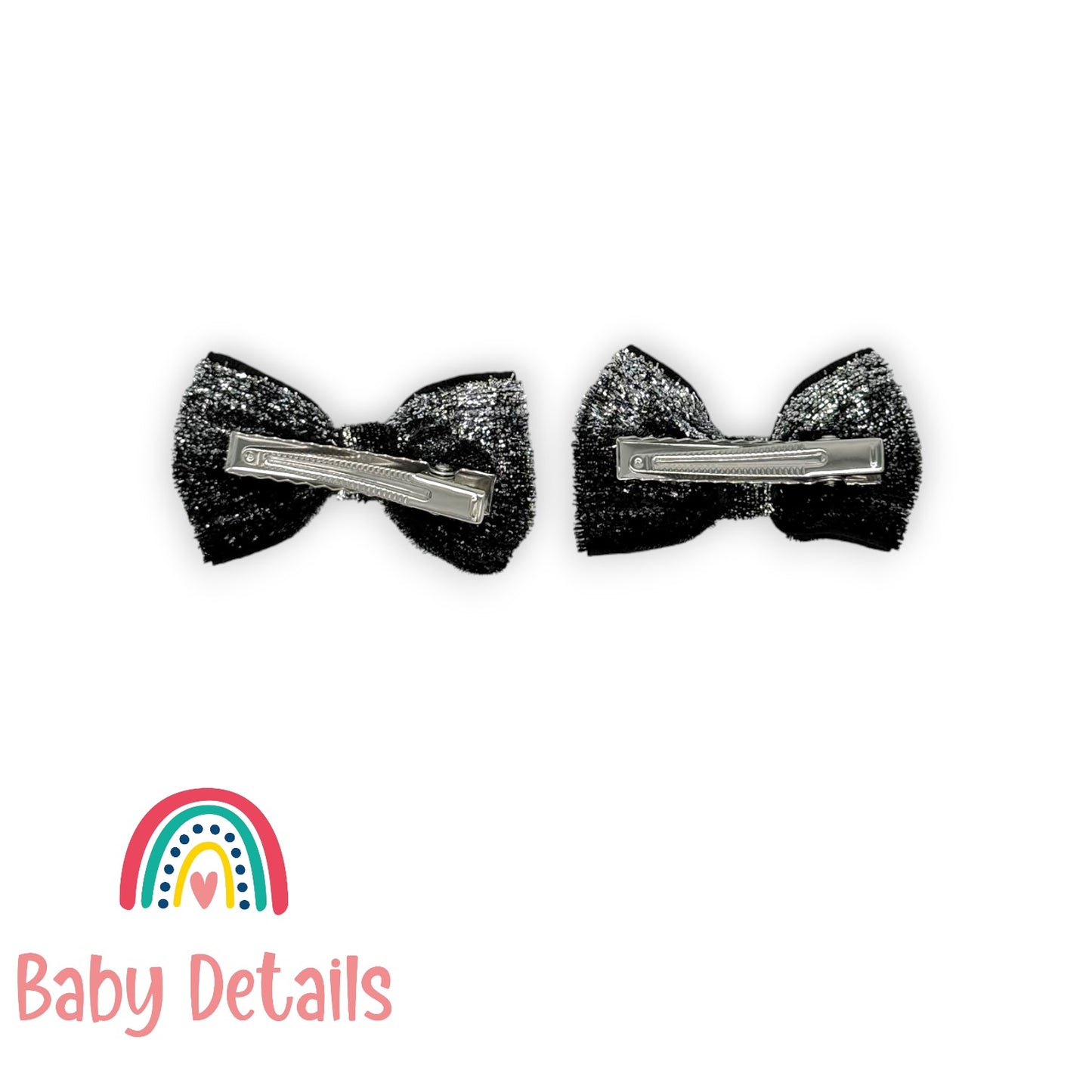 Set of 2 wide Shiny Ribbon - Black & Silver