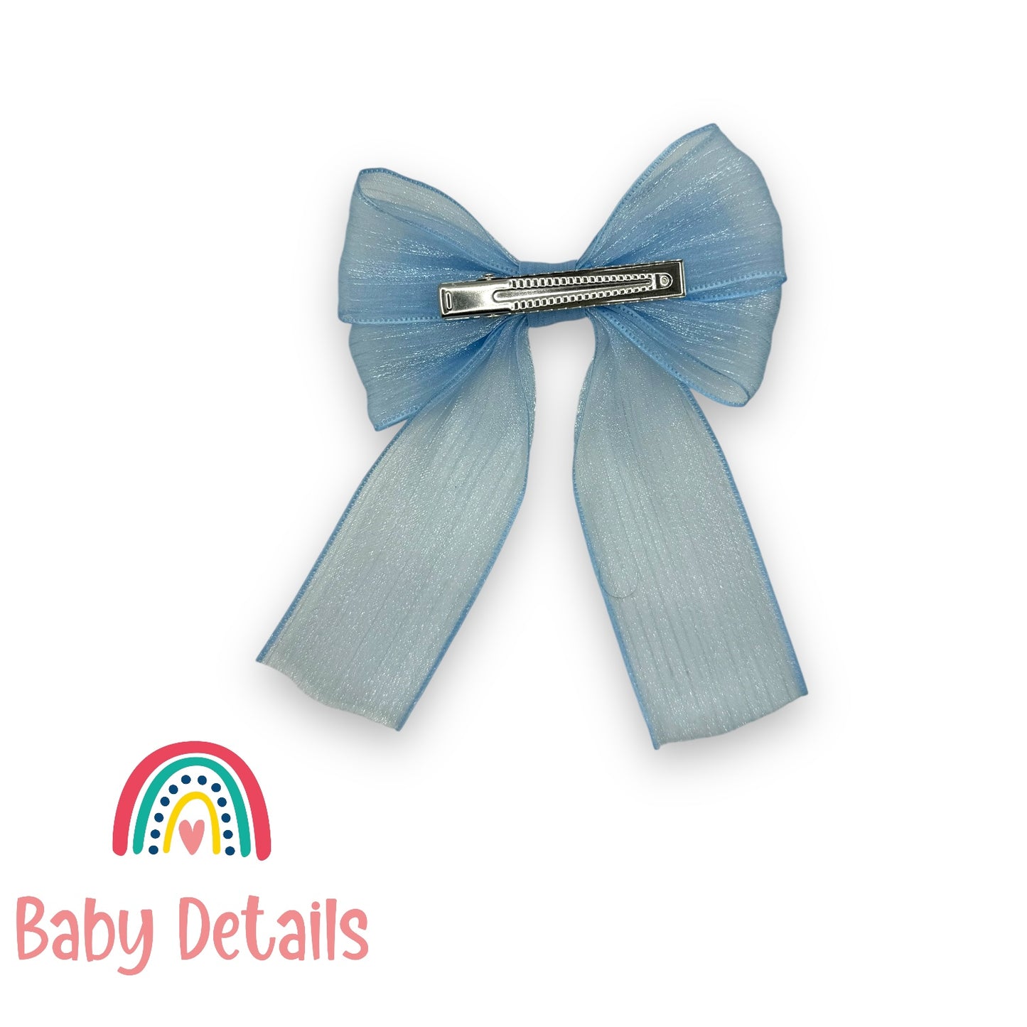 Long Soft Chiffon Hair Bows - Blue