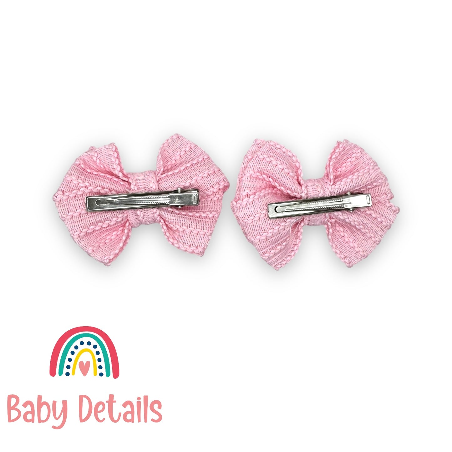 Set of 2 patterned bow hair clips - Light Pink