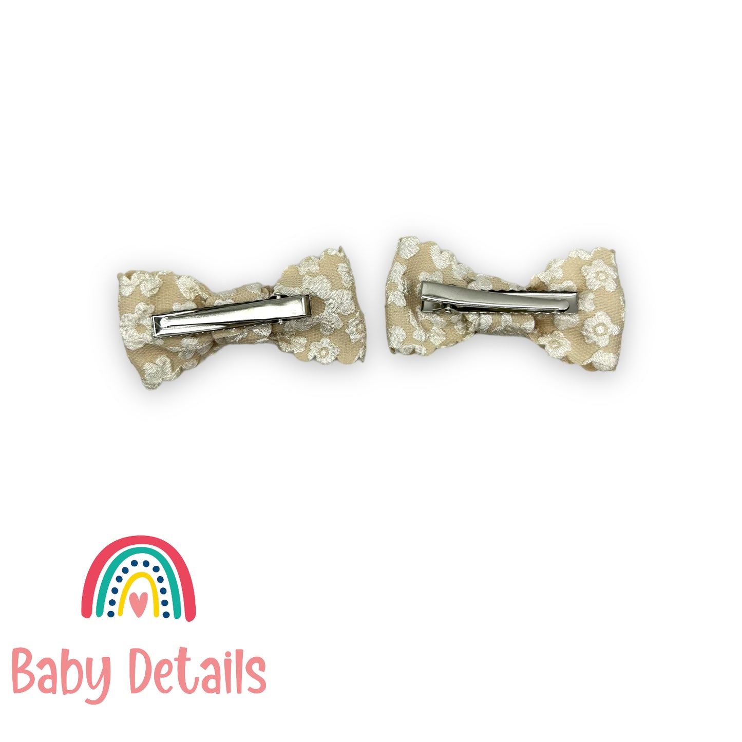 Set of 2 floral hair clips - Beige