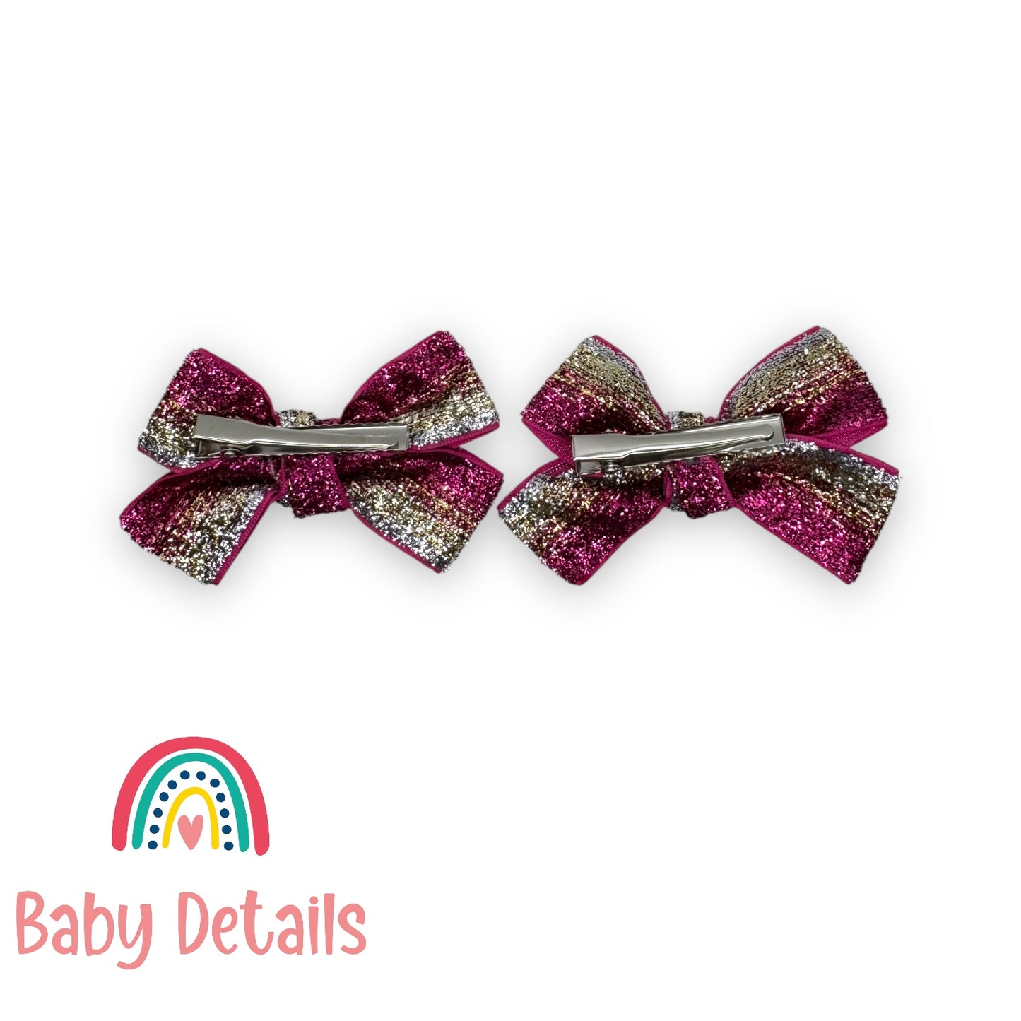 مجموعة من فيونكة لامعة - درجات اللون الفضي والذهبي والوردي