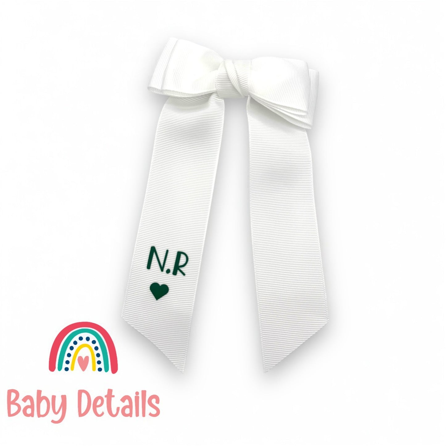 Long Simple Personalized Bow - White