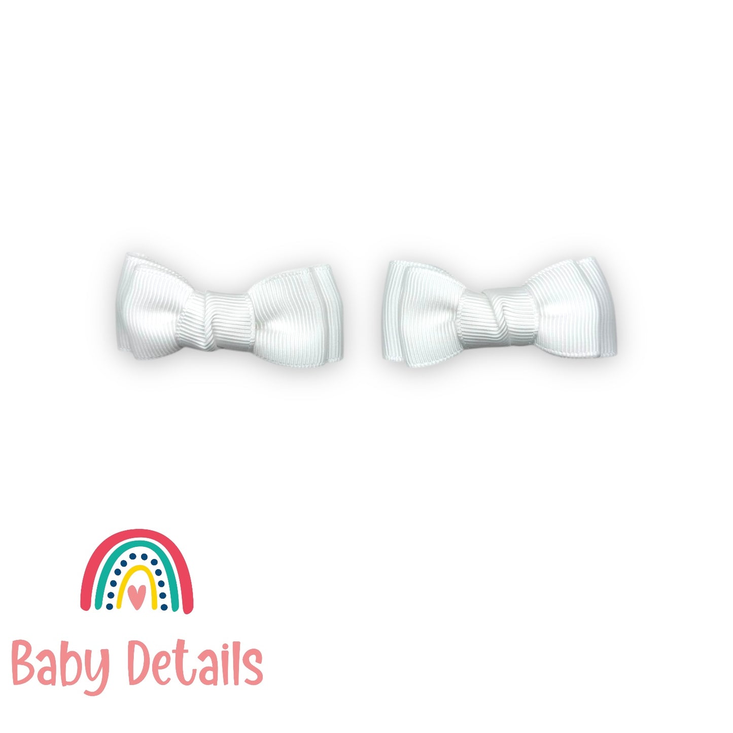 Set of 2 Mini Simple Hair Clips - White