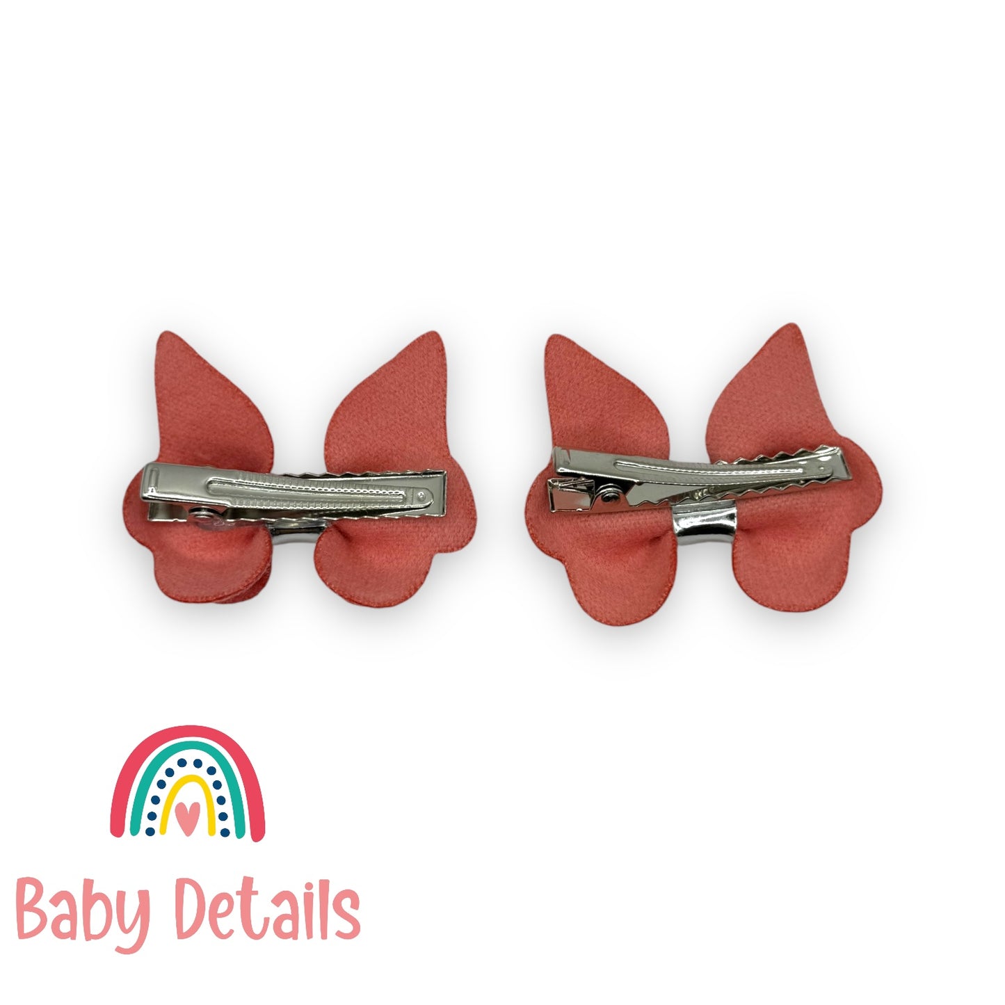 Set of 2 Vibrant Butterfly Clips - Peach