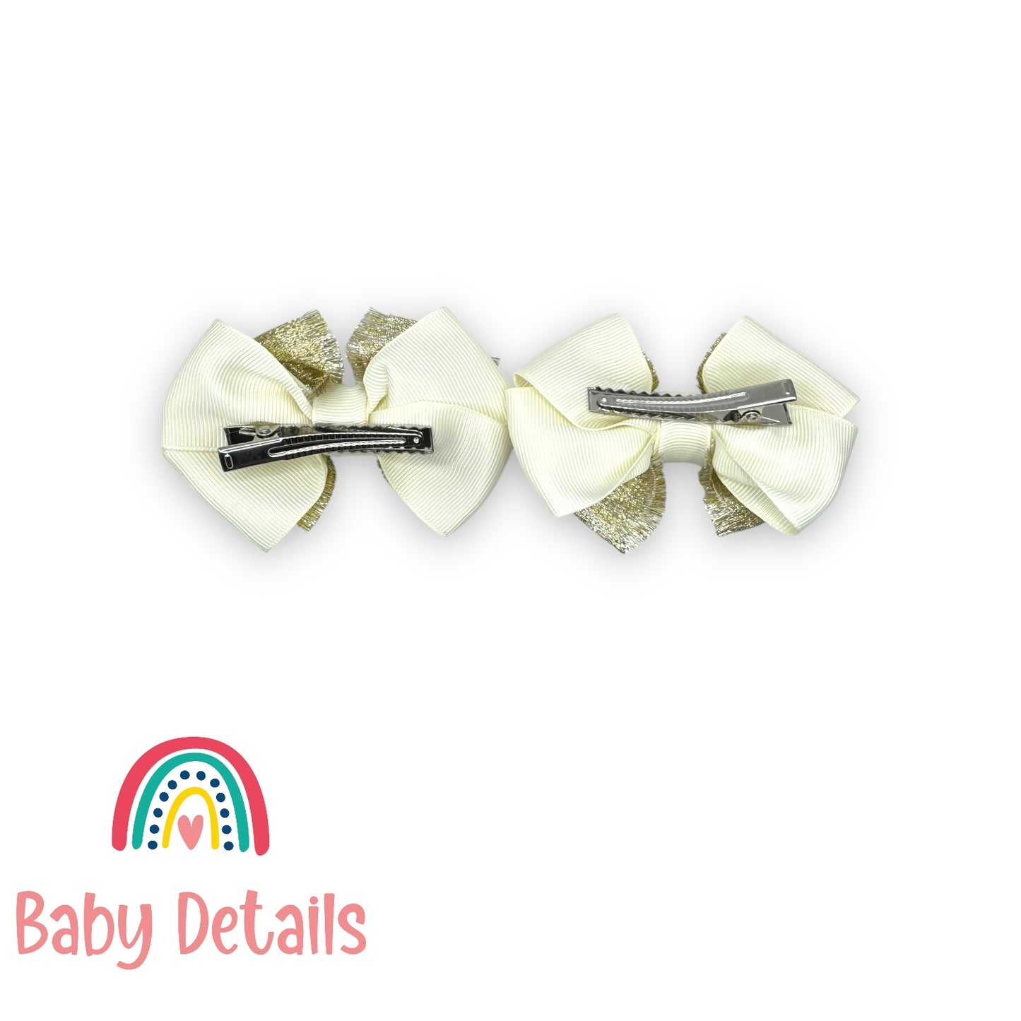 Double elegant Ribbons - Ivory & gold-silver