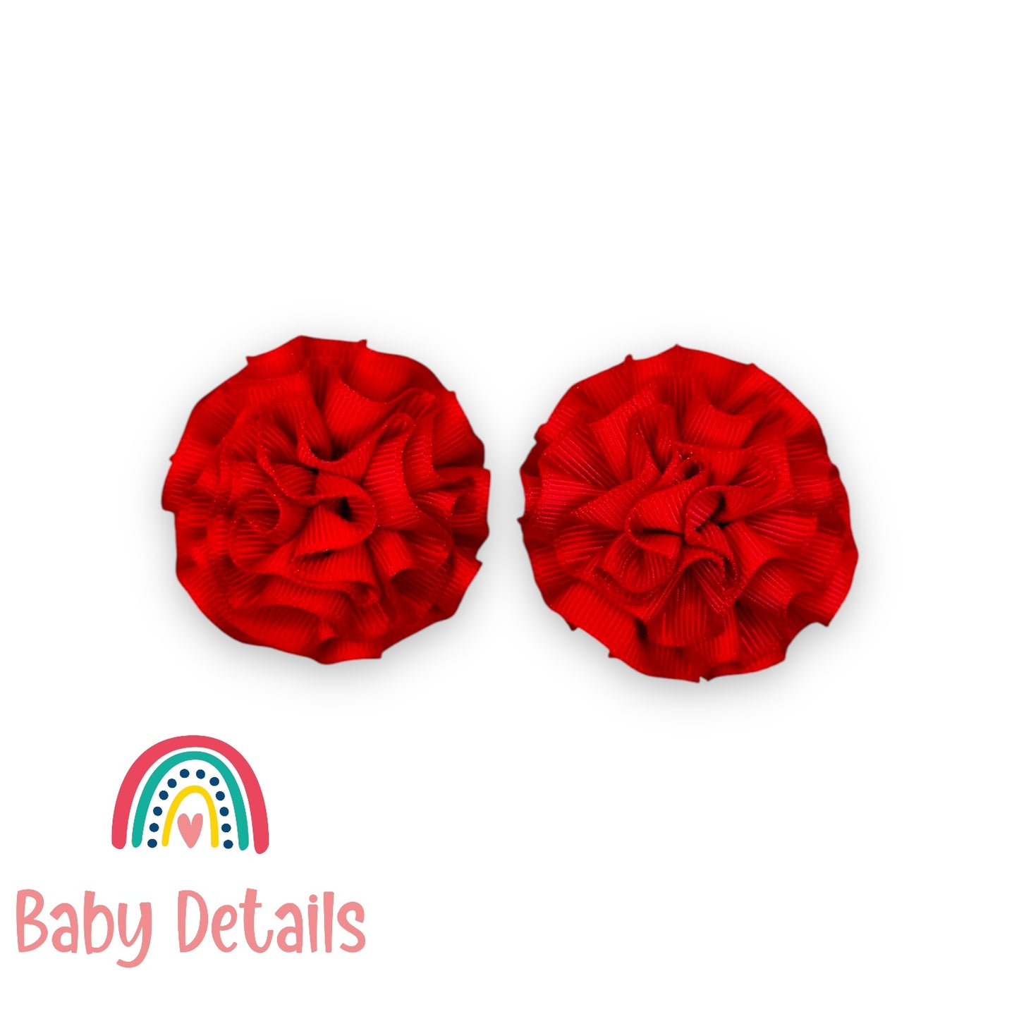 Set of 2 Rosette Bow Hair Clips - Red
