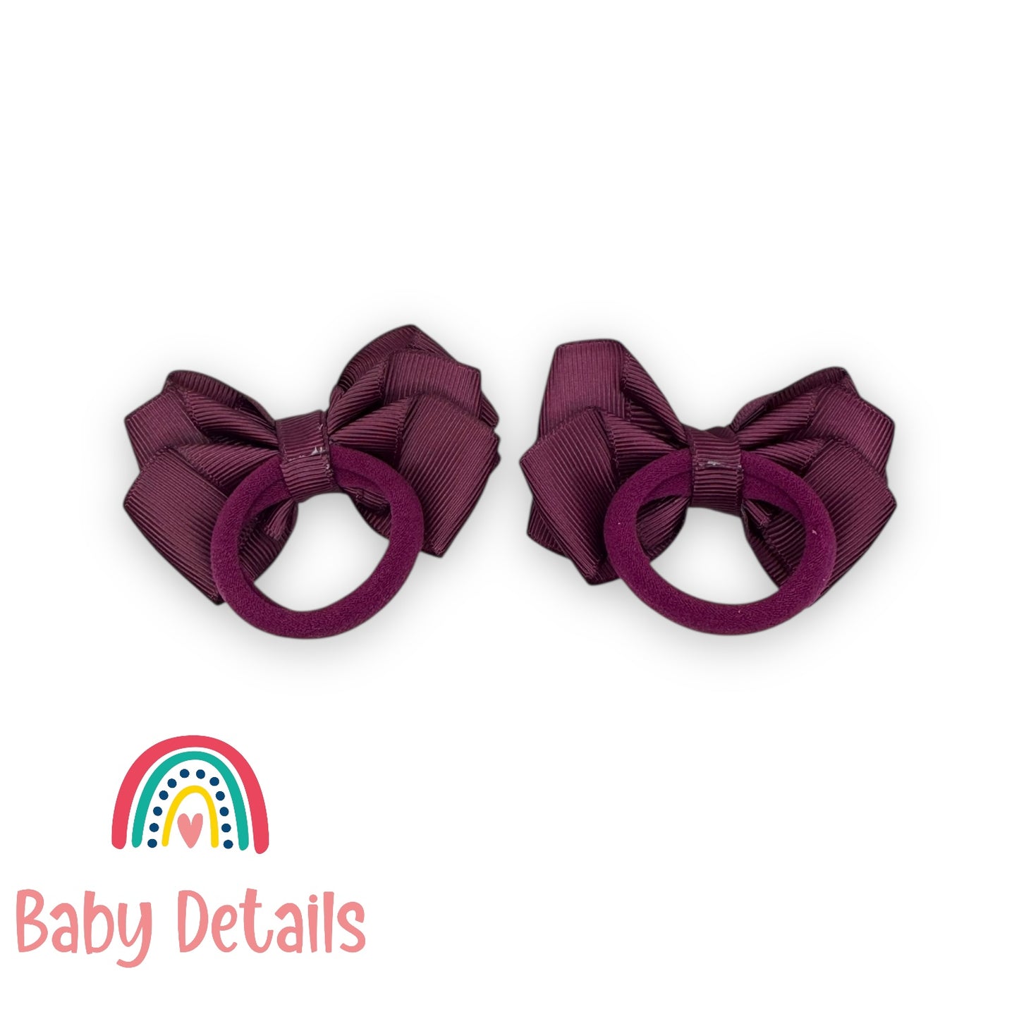Set of 2 Layers Hair Ties - Burgundy