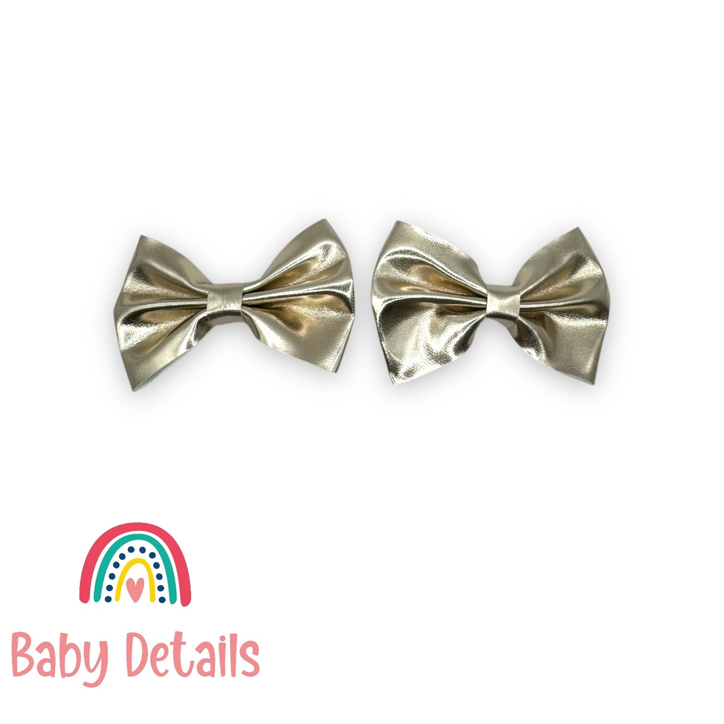 Set of 2 metallic leather bows - Gold