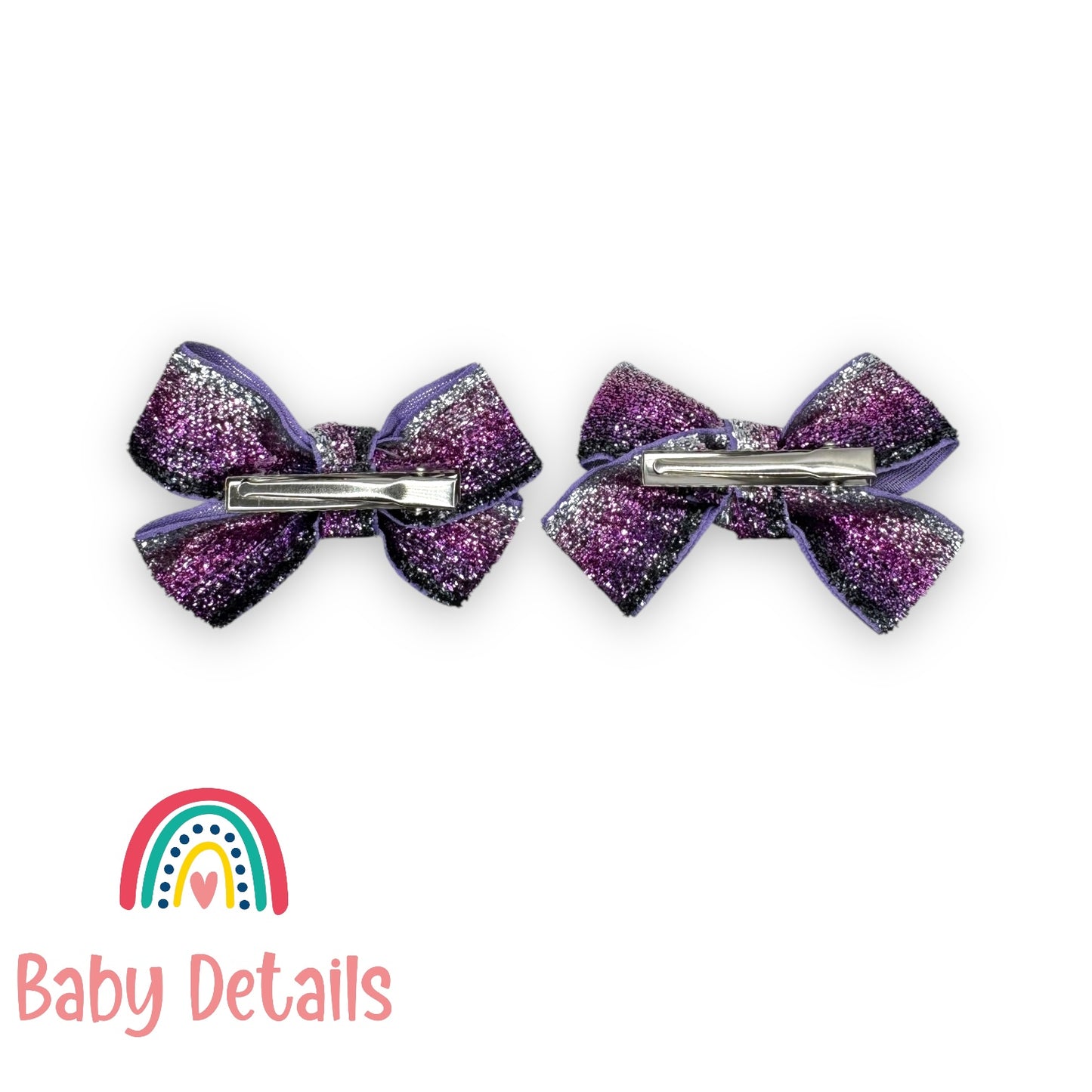 مجموعة من فيونكة لامعة - درجات اللون الفضي والأرجواني