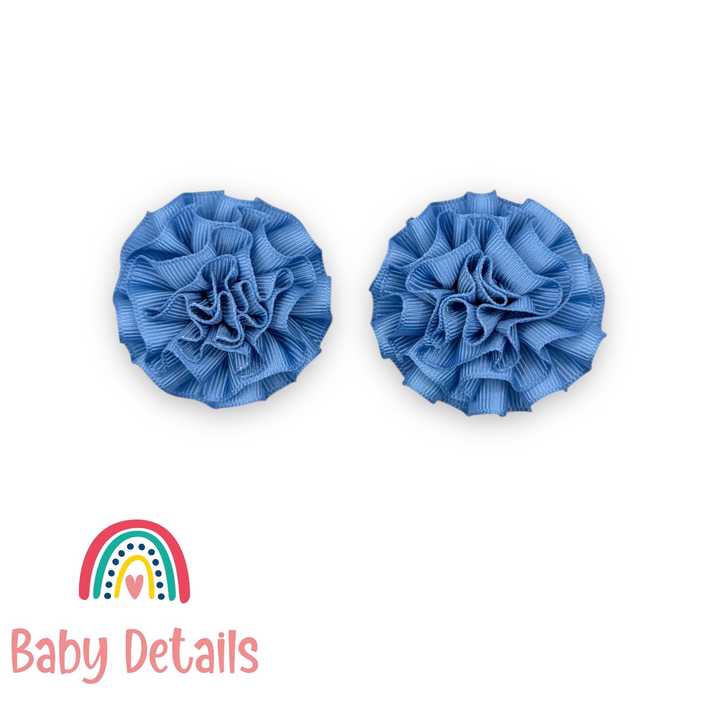 Set of 2 Rosette Bow Hair Clips - Ice Blue