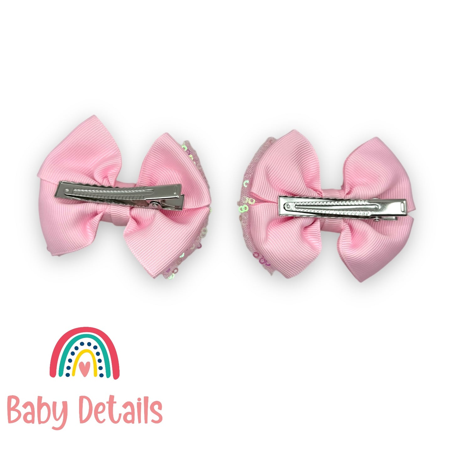 Set of 2 Shiny Sequin Clips - Dark Pink