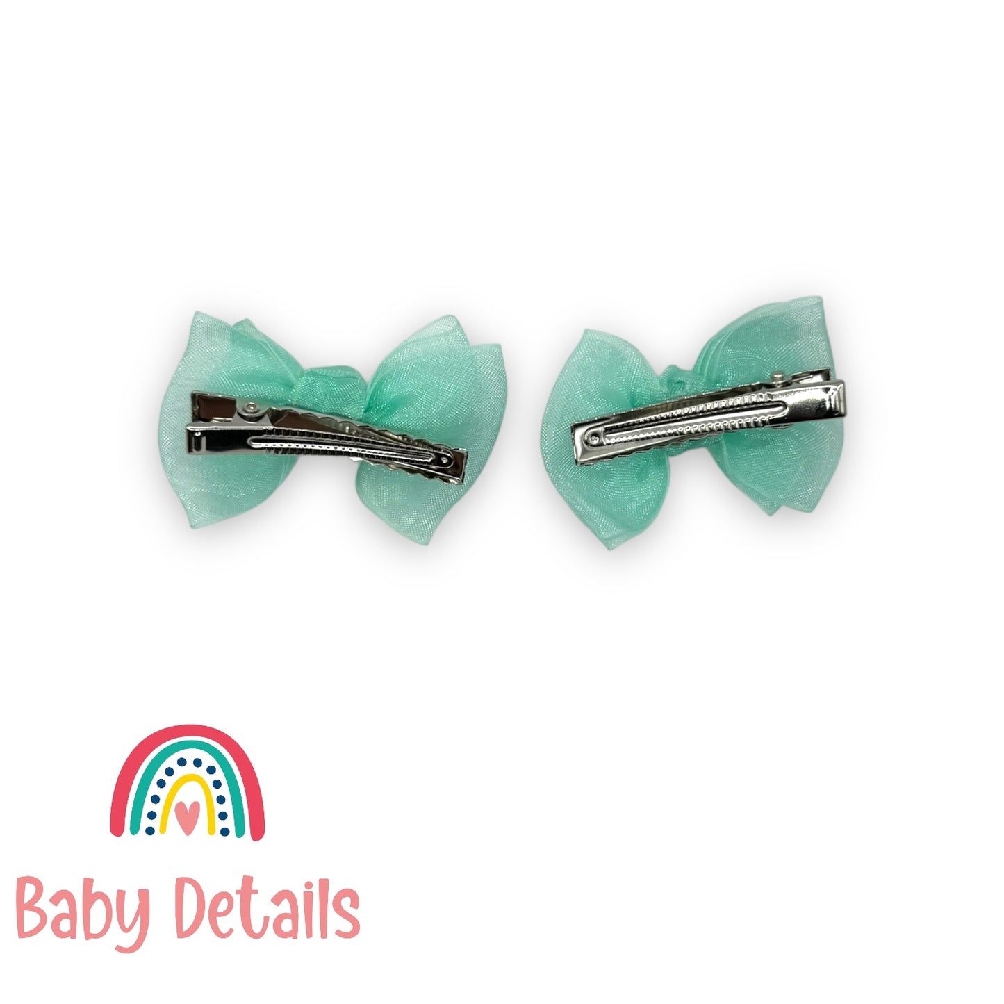 مشابك شعر أورجانزا بلمعة ناعمة - فيروزي