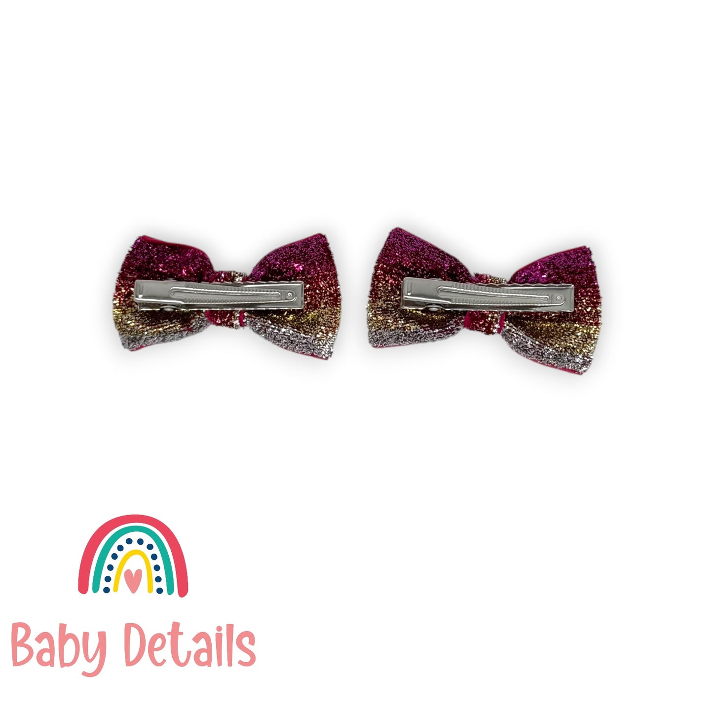 Set of 2 wide Shiny Ribbon - Shades of Pink & Silver & Gold