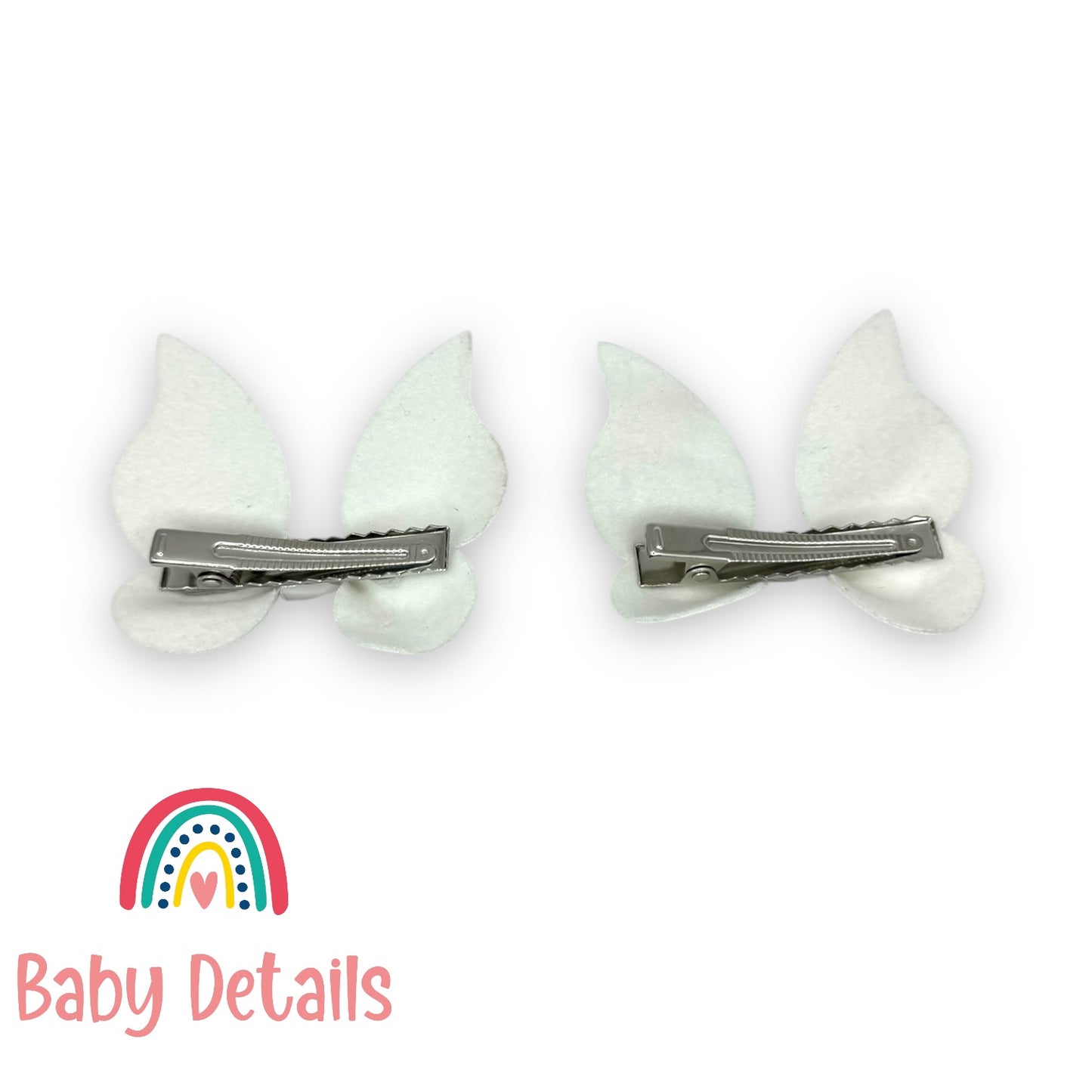 Set of 2 Leather Butterfly Clips - White