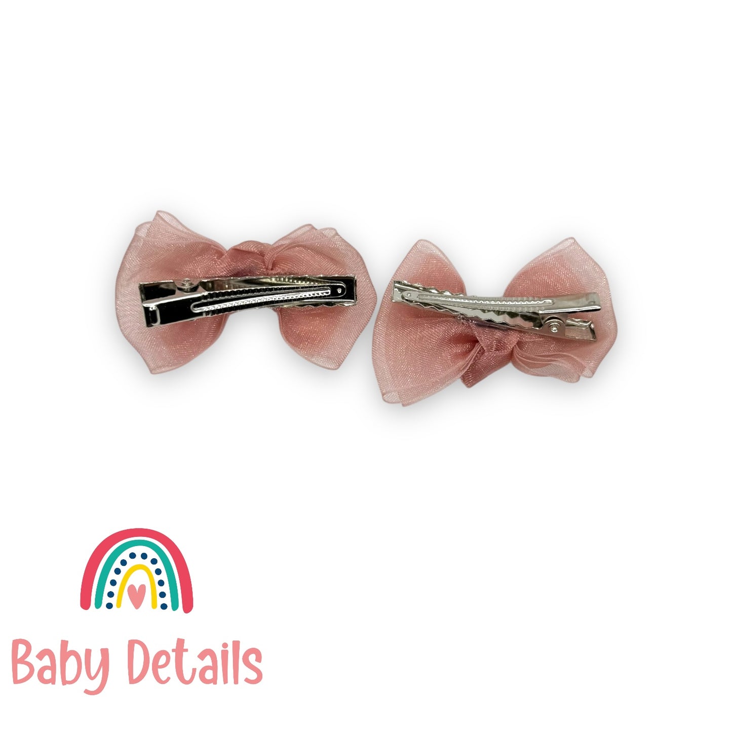 مشابك شعر أورجانزا بلمعة ناعمة - وردي متسخ