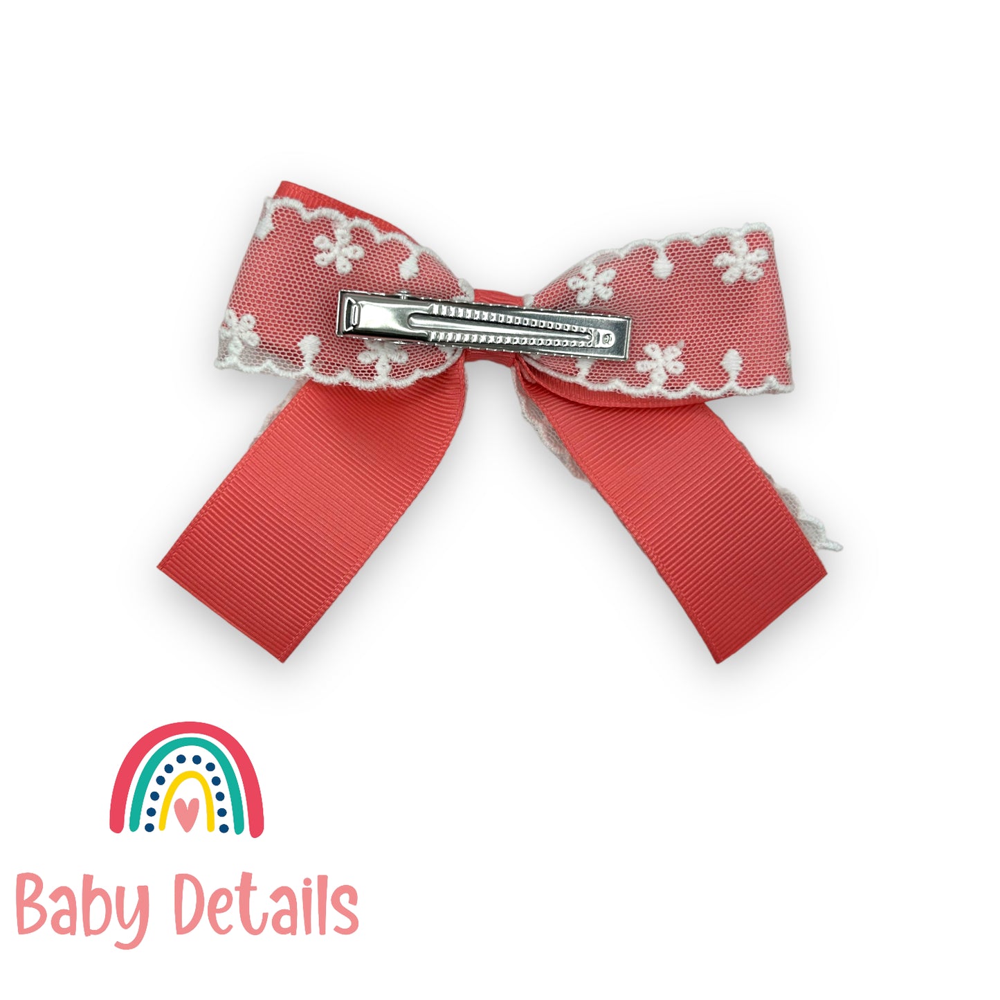 bow with white flowers - Peach