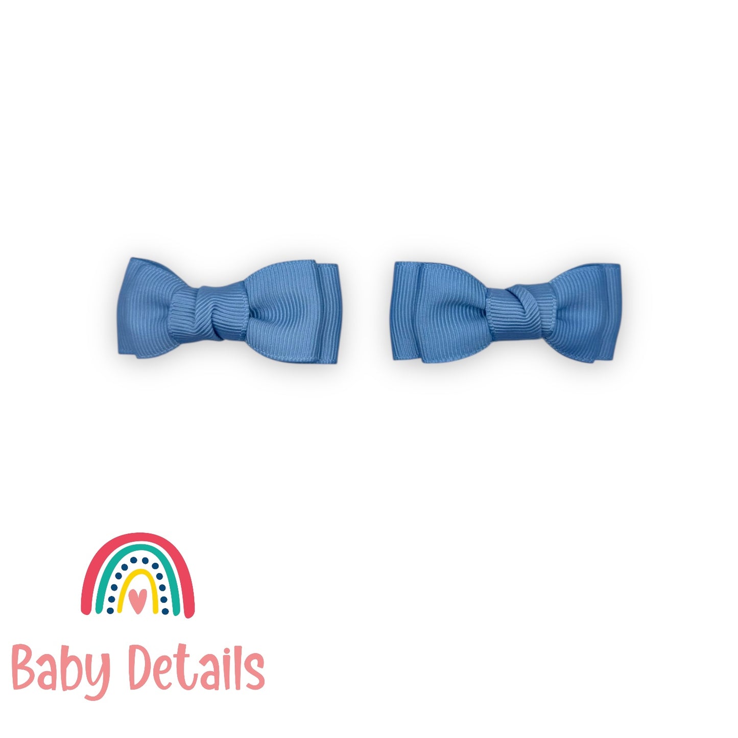 Set of 2 Mini Simple Hair Clips - Ice Blue