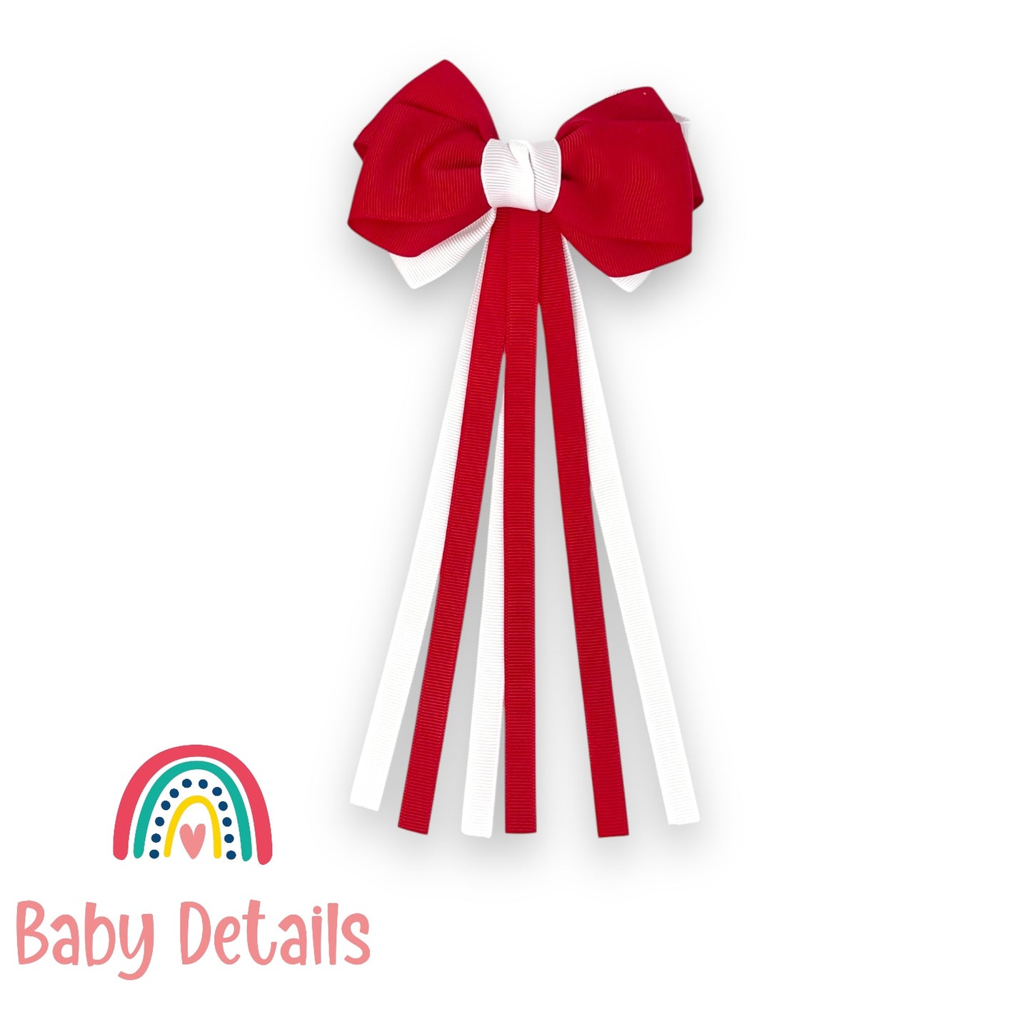Big Bow Layers with Long Ribbons - Red & White