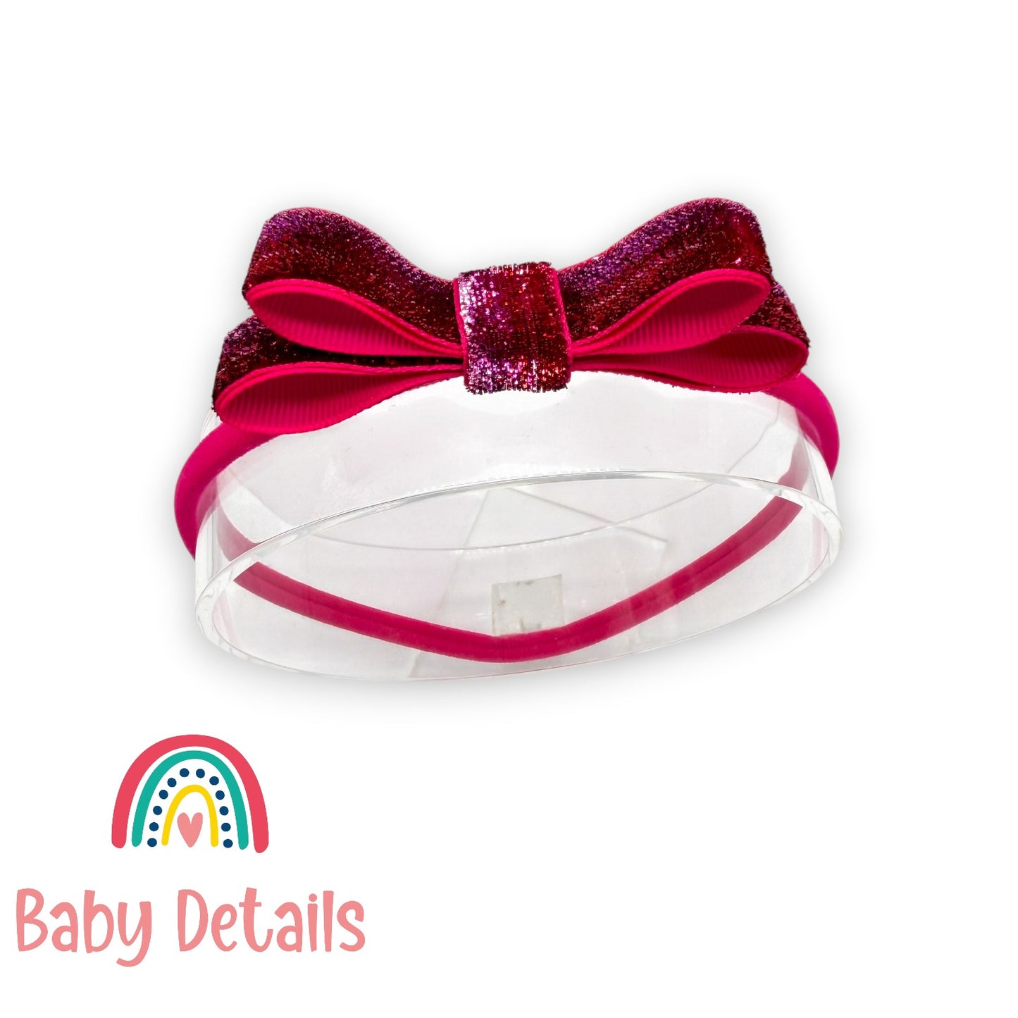 Shiny Ribbon Toddler Headband - Pink & Red