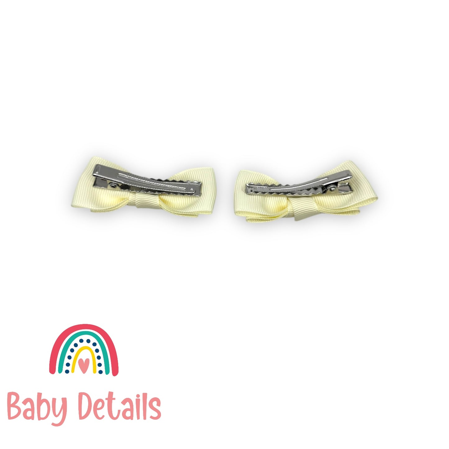 Set of 2 Mini Simple Hair Clips - Off White