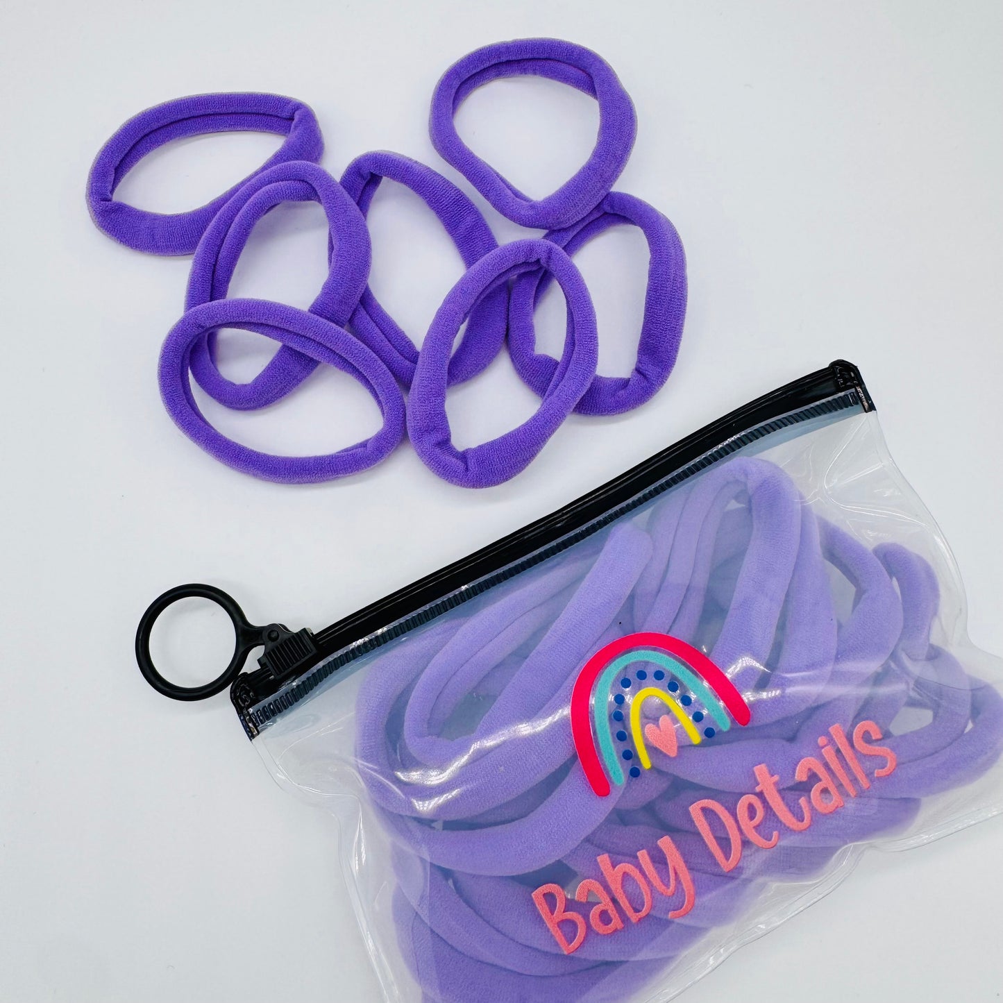 Strong Elastic Hair Ties (20 pcs) - Light Purple