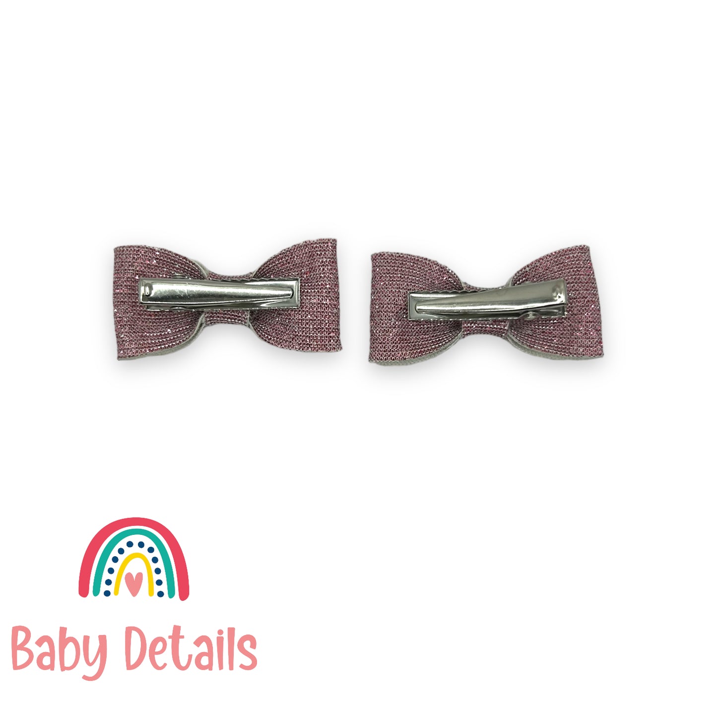 Set of 2 Mini Fabric Hair Clips - Red
